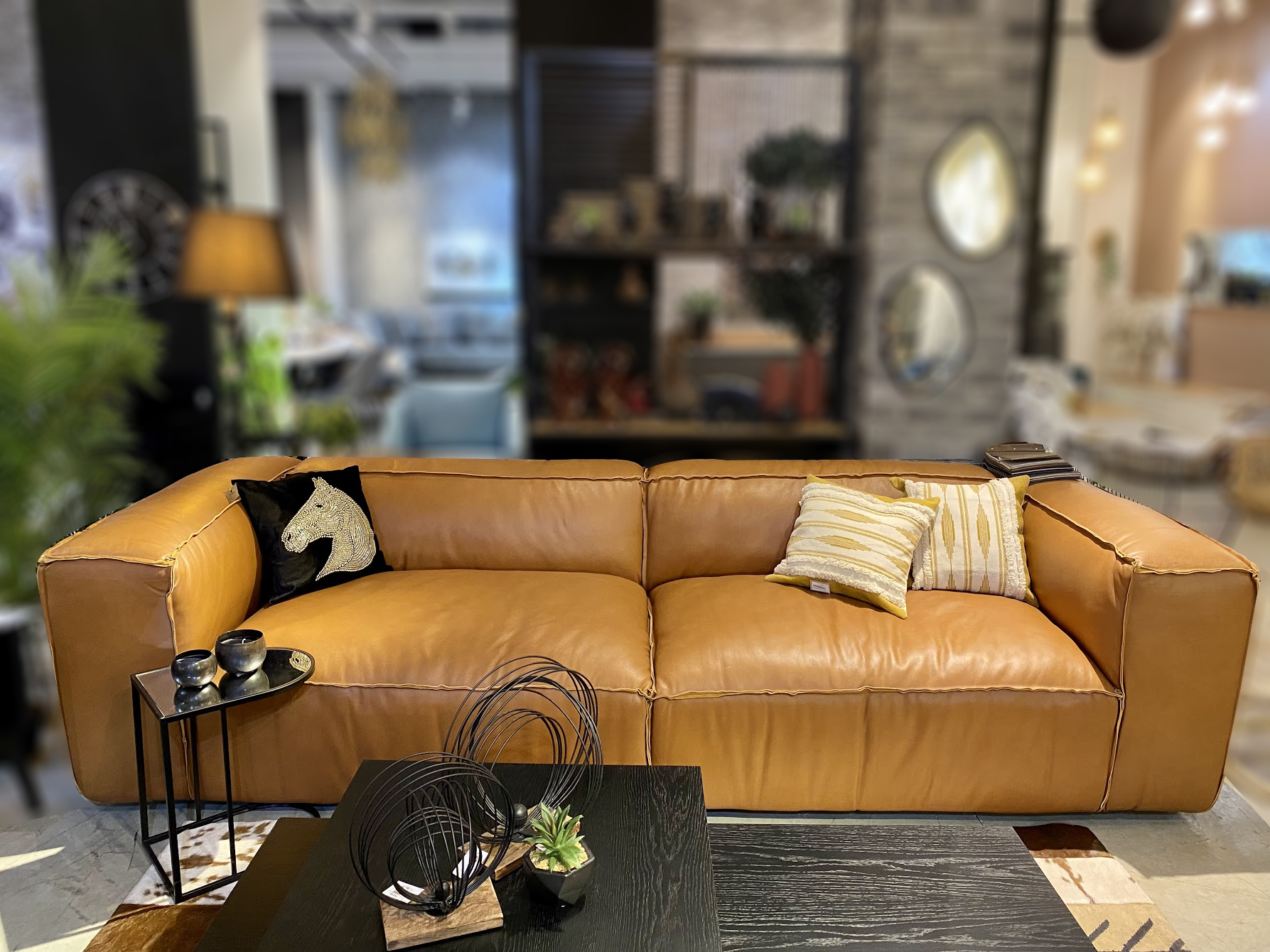 ספה דו מושבית עור רכה דגם טבק