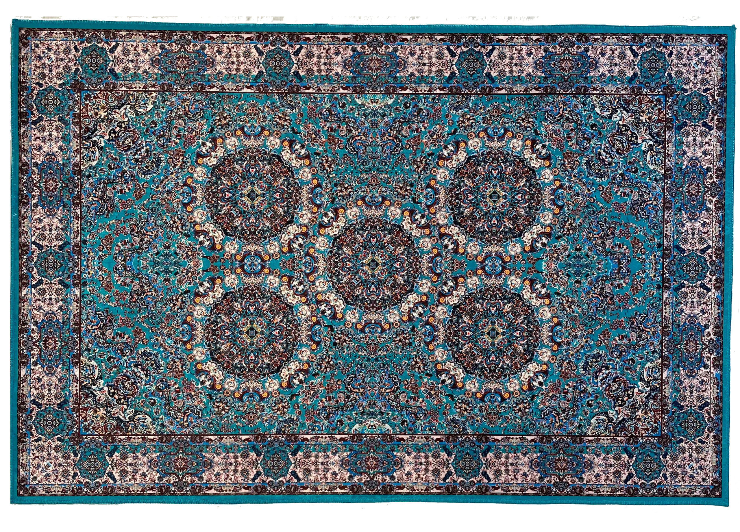 שטיח דגם סוהו טורקיז חום