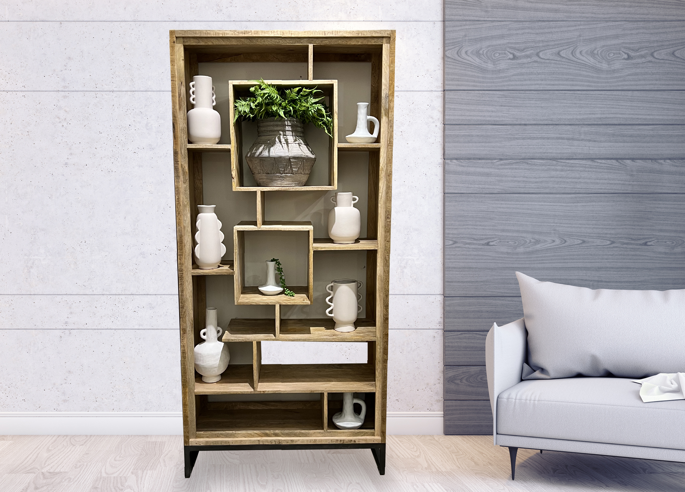 ויטרינה עץ מנגו דגם נדרן 100/45/190 ויטרינה עץ מנגו דגם נדרן 100/45/190