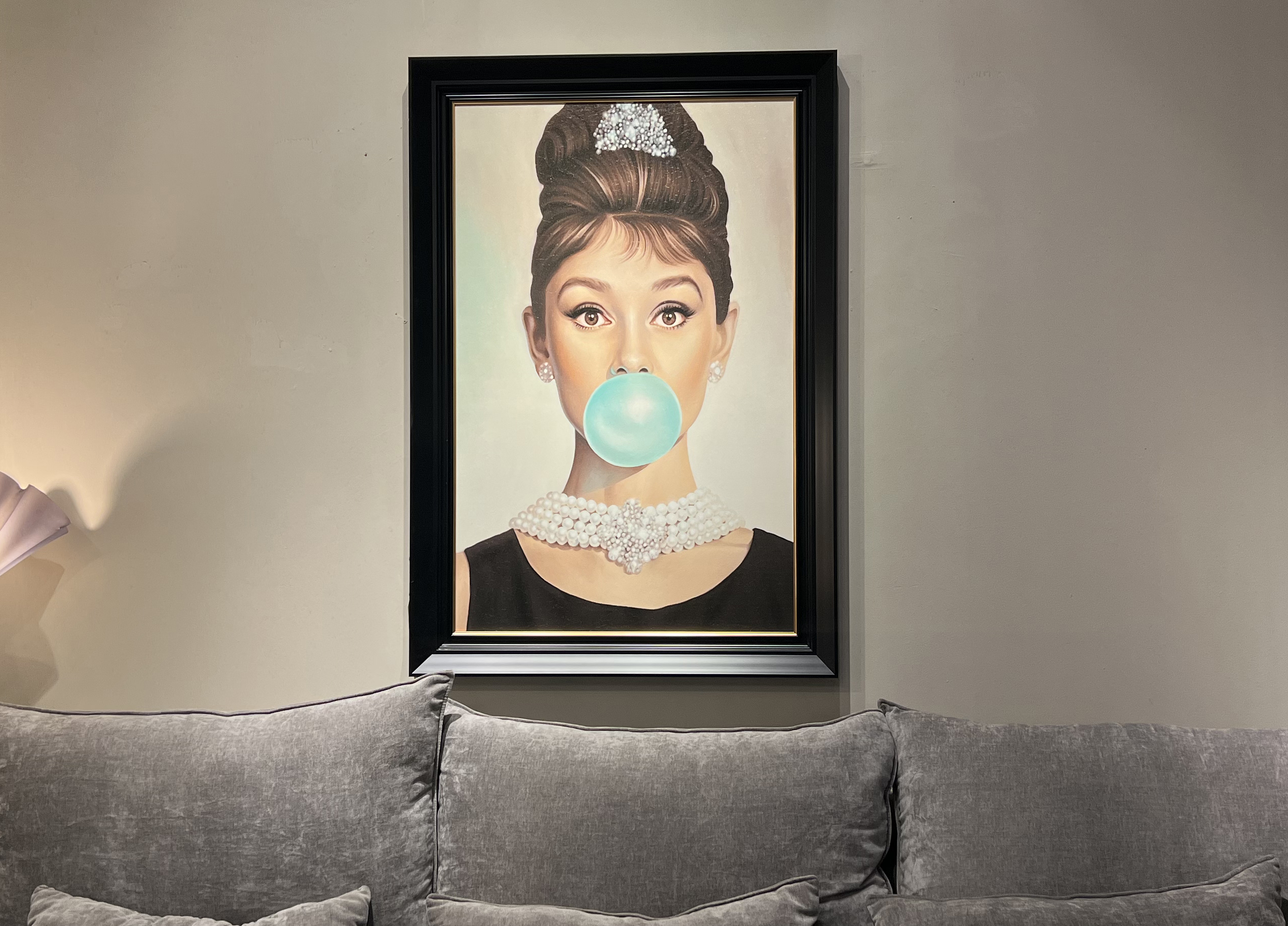 תמונת קנבס שמן דגם מסטיק כחול