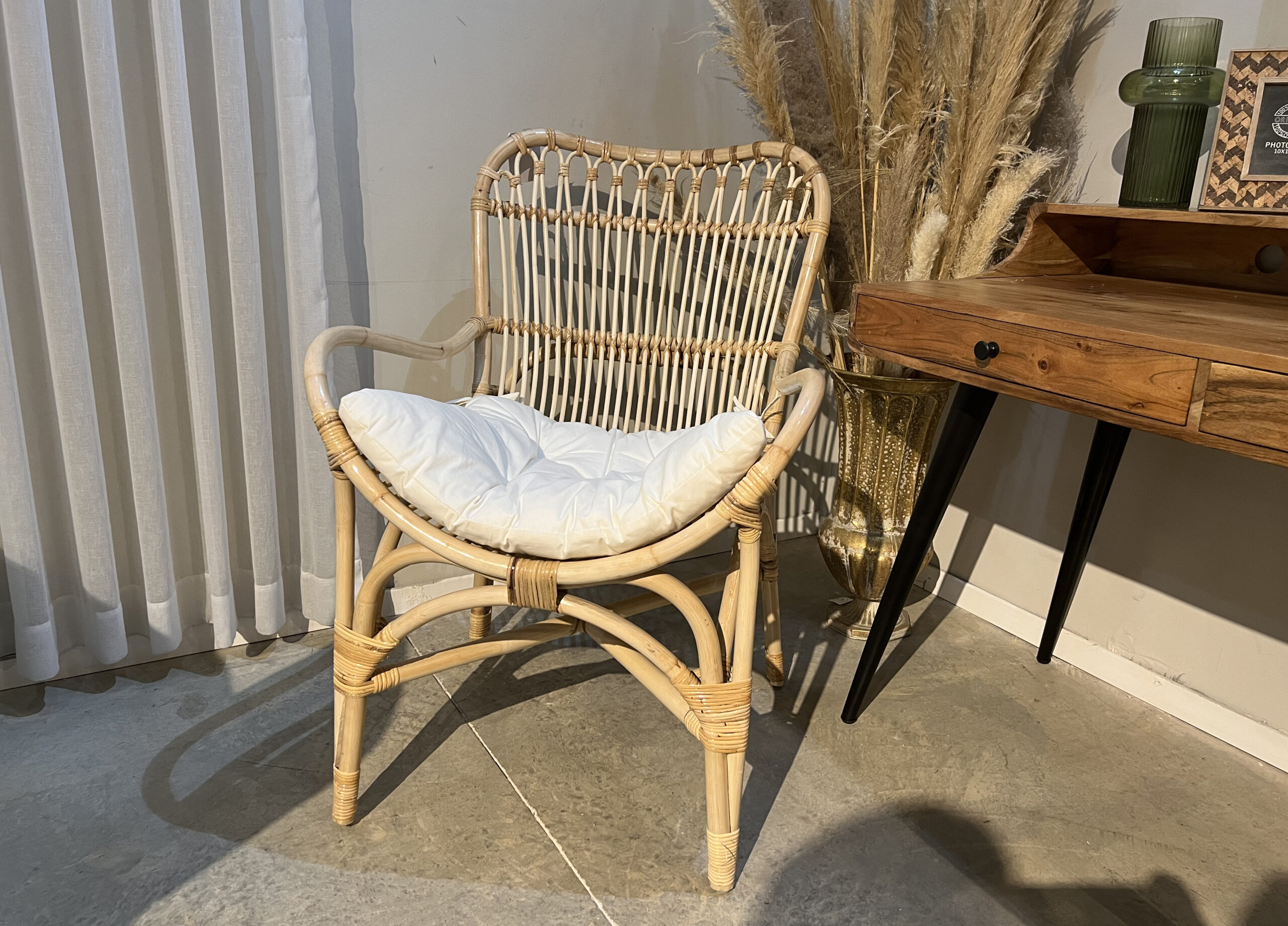 כורסא בוהו שיק ראטן מלדיביים דגם בונטיים כורסא בוהו שיק ראטן מלדיביים דגם בונטיים