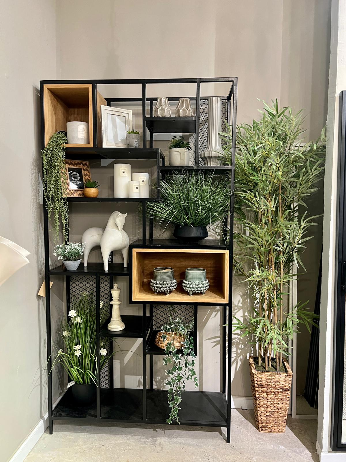 יחידת מדפים ברזל בשילוב עץ יחידת מדפים ברזל בשילוב עץ