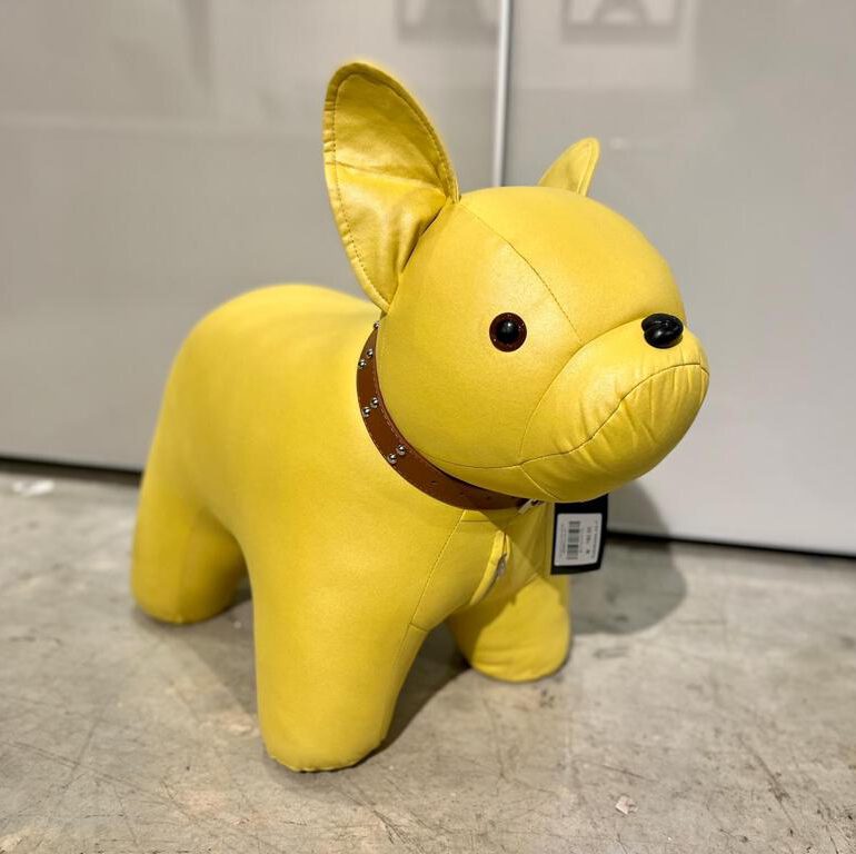 בובה כלב בולדוג קימי בד טכנו צהוב