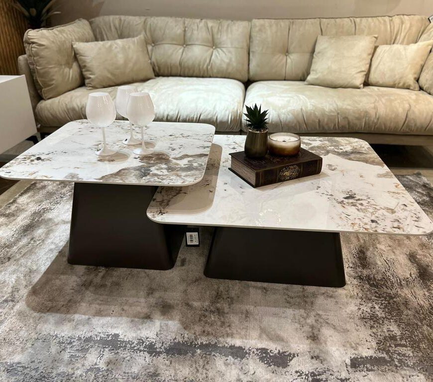 סט שולחנות סלון מרובע מרבל דגם קימי