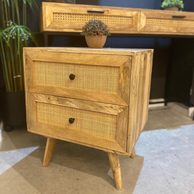 שידת צד דגם ווד 2 מגירות ראטן עץ מנגו שידת צד דגם ווד 2 מגירות ראטן עץ מנגו