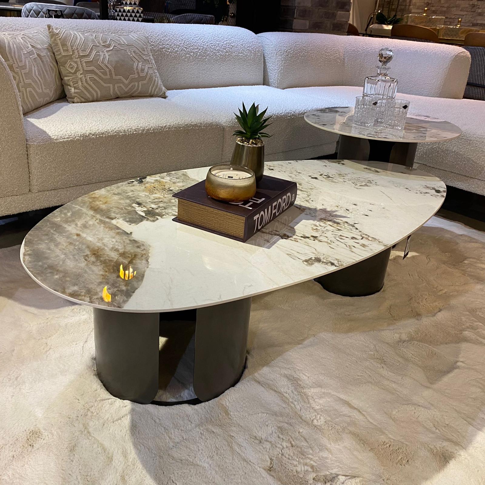 שולחן סלון אובלי מרבל דגם קימי