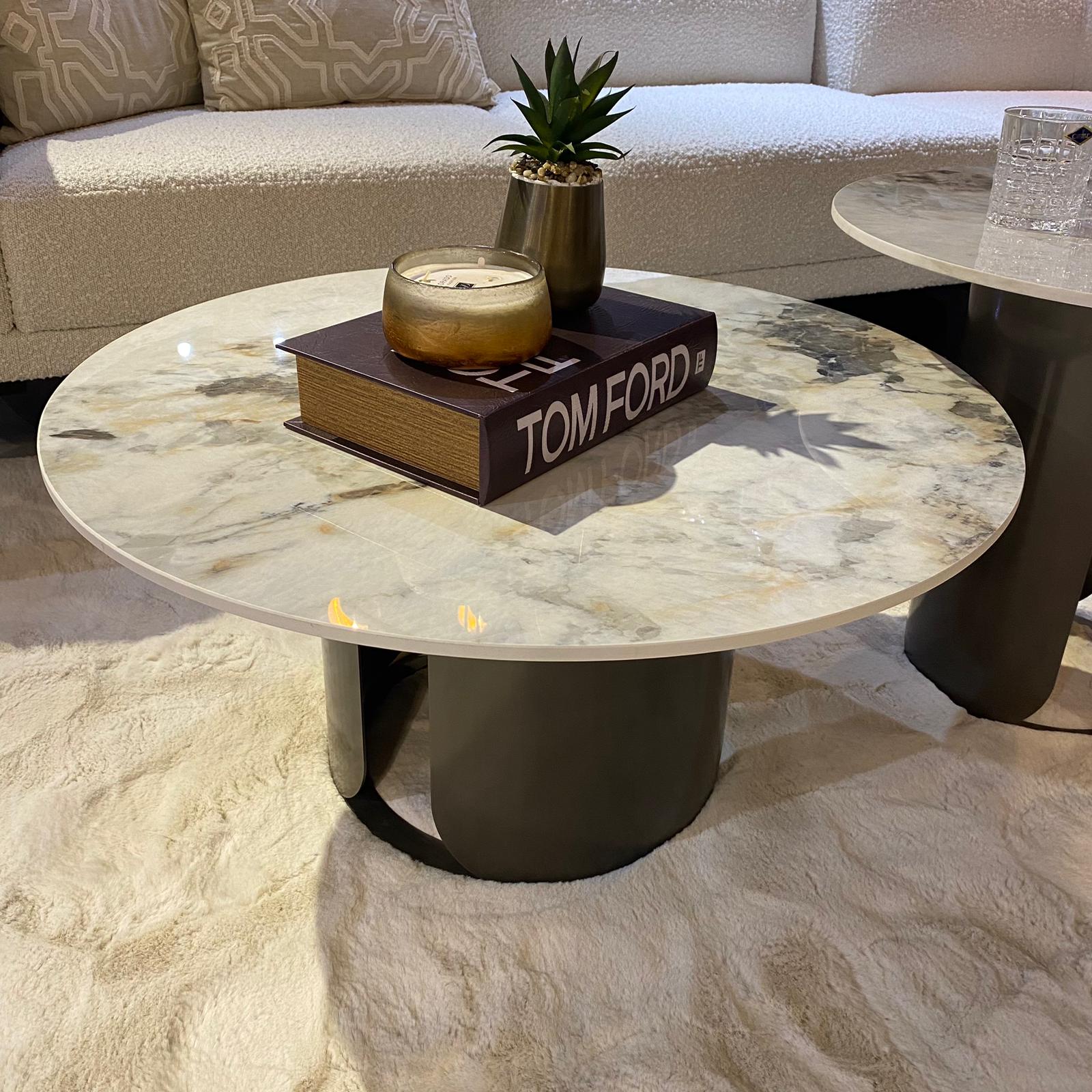 סט שולחנות סלון עגול מרבל דגם קימי