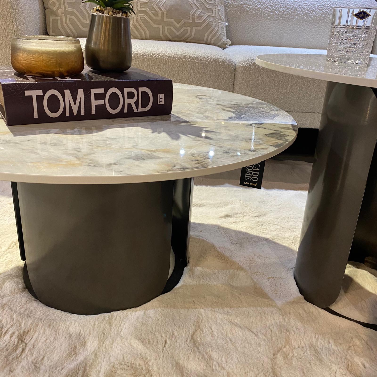 סט שולחנות סלון עגול מרבל דגם קימי