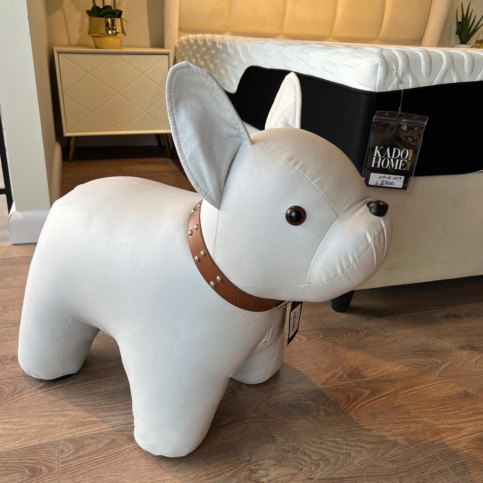 בובה כלב בולדוג קימי בד טכנו לבן