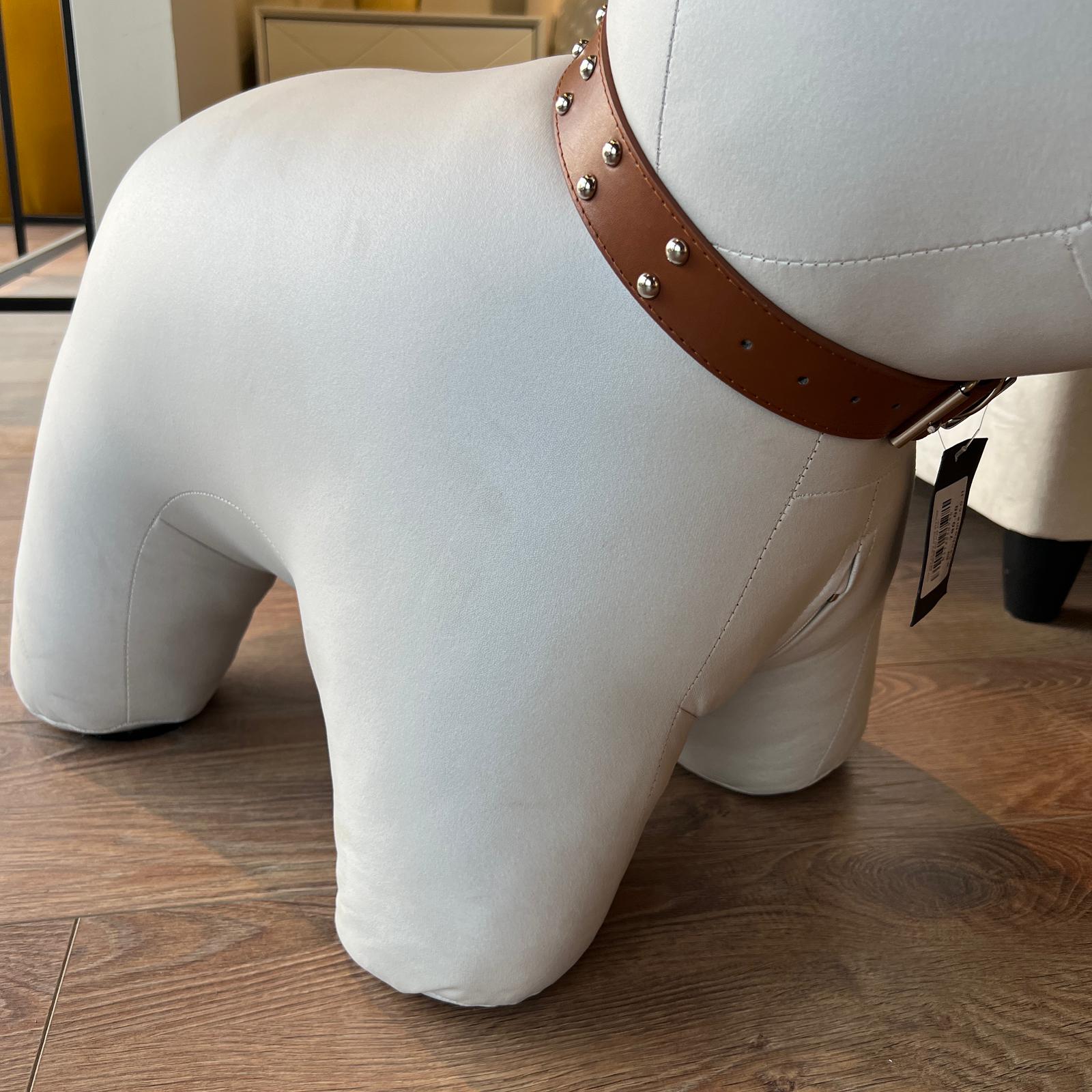 בובה כלב בולדוג קימי בד טכנו לבן