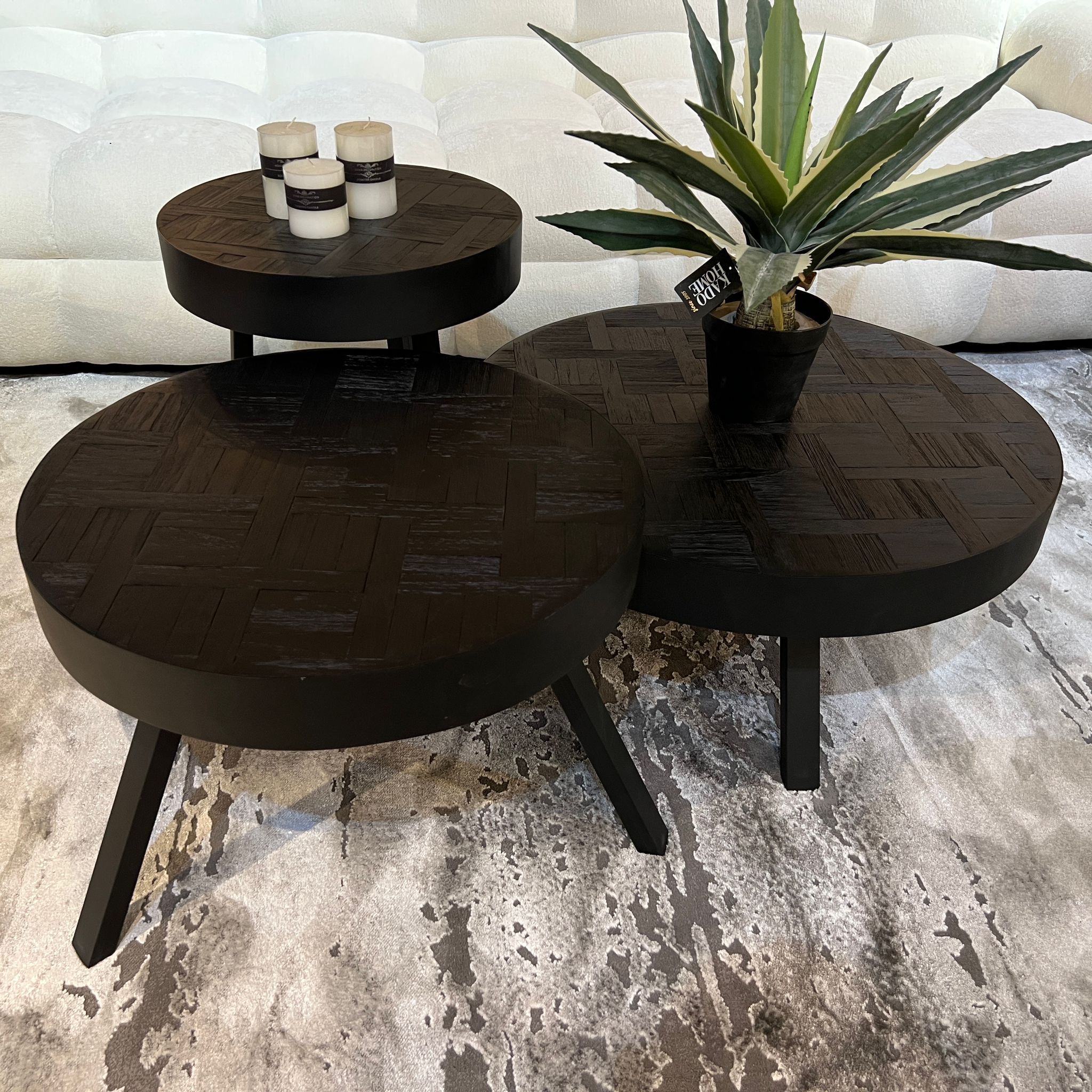 סט 3 שולחנות סלון פישבון שחור דגם רוני סט 3 שולחנות סלון פישבון שחור דגם רוני