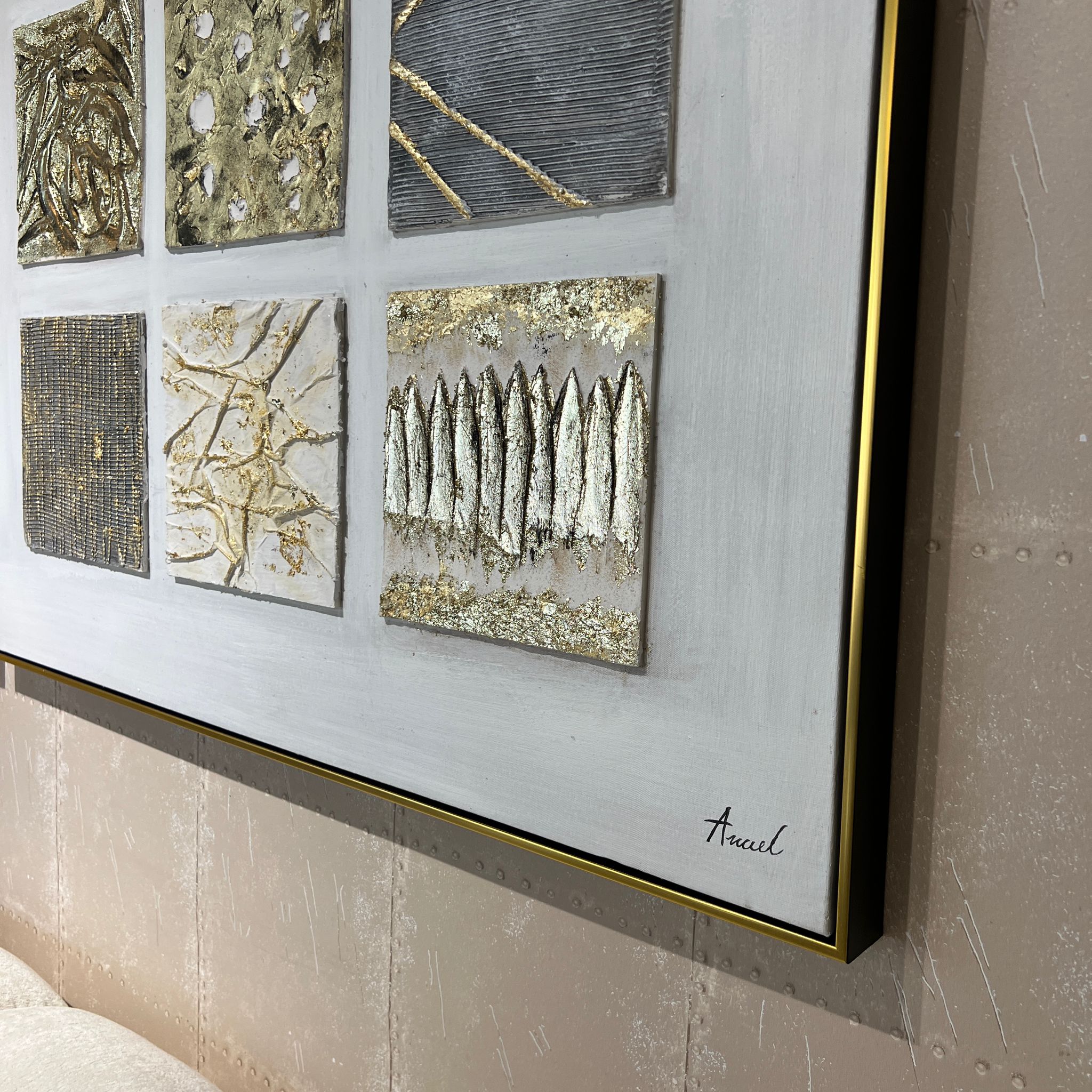 תמונת שמן המחולקת לריבועים עם מסגרת תמונת שמן המחולקת לריבועים עם מסגרת