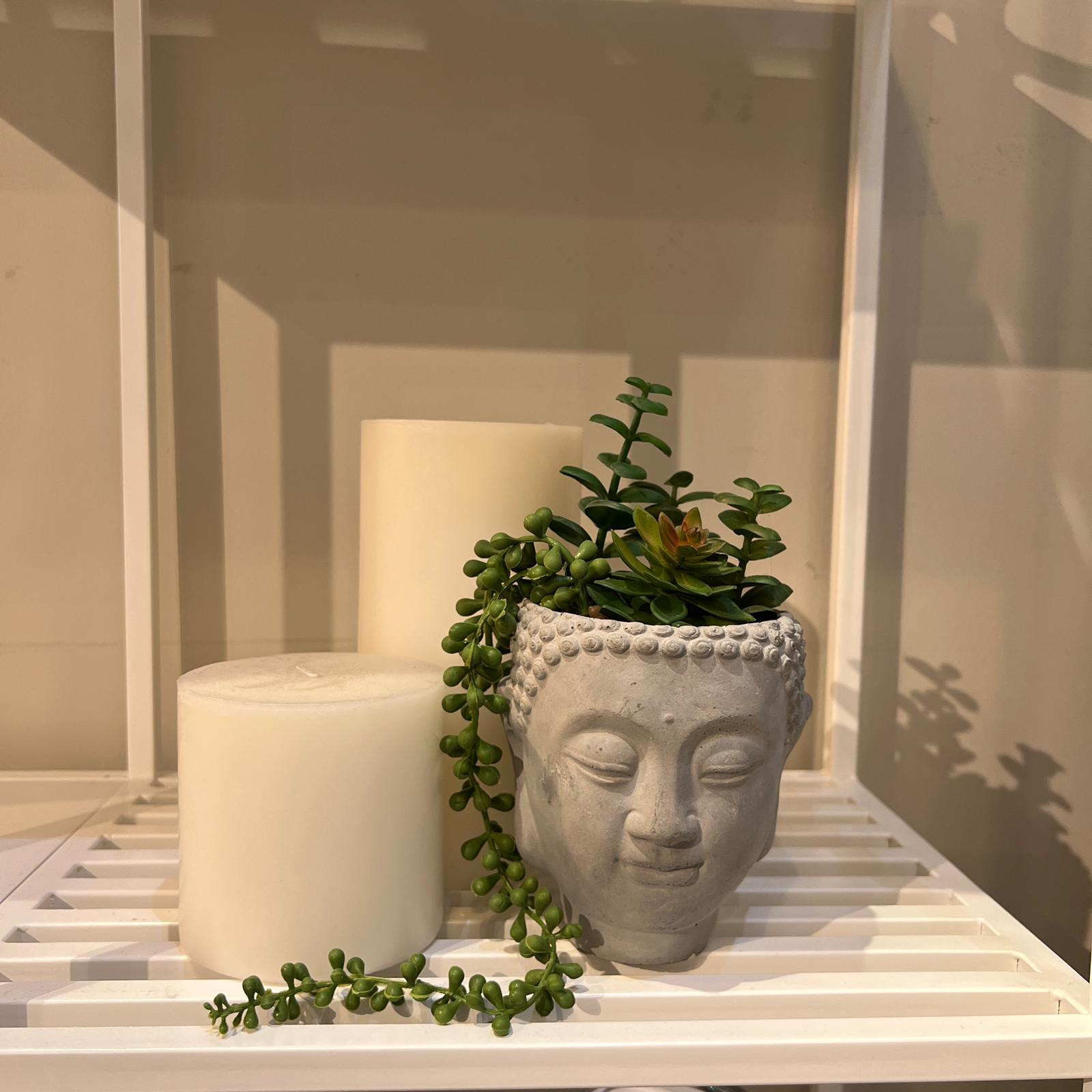 כד פנים בטון עם עציץ כד פנים בטון עם עציץ