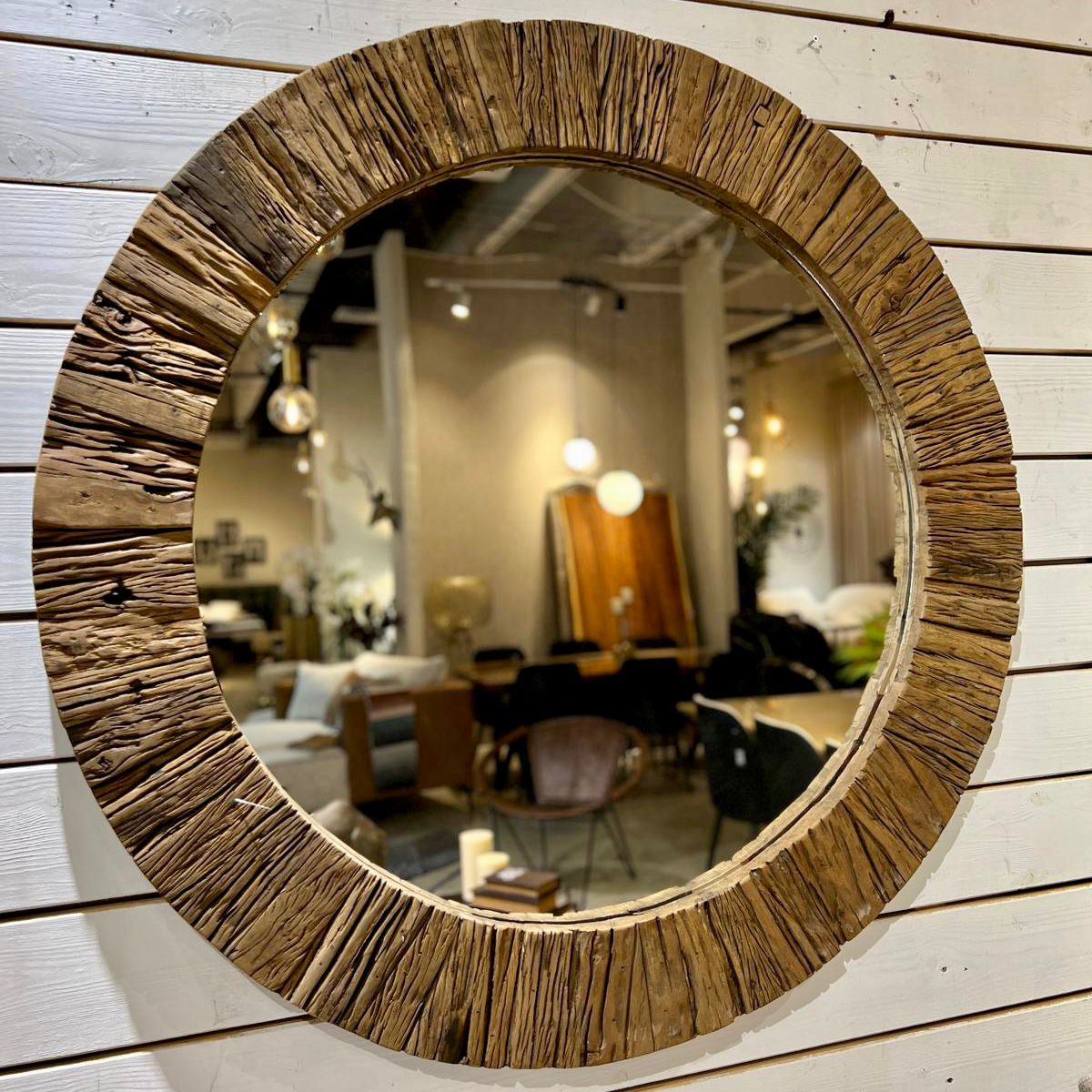 מראה עץ עגולה דגם אמבסדור