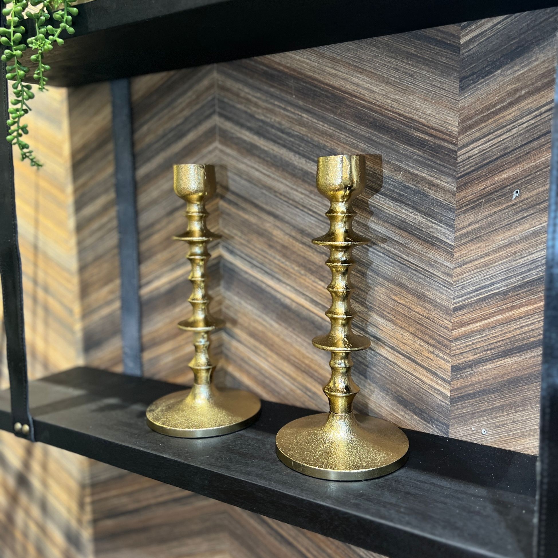 פמוט ברזל פיה צרה זהב נמוך