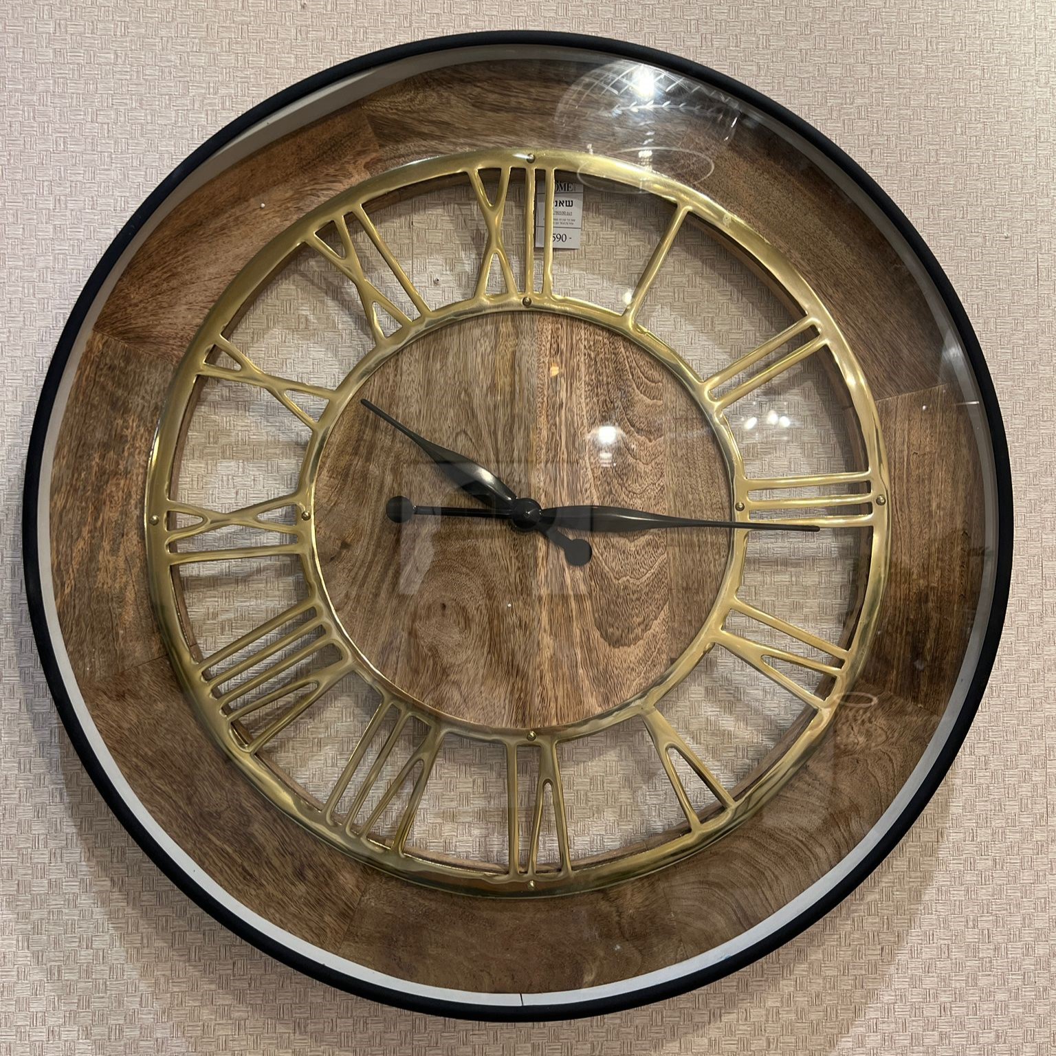 שעון קיר ענק עץ מספים רומיים חלול שעון קיר ענק עץ מספים רומיים חלול
