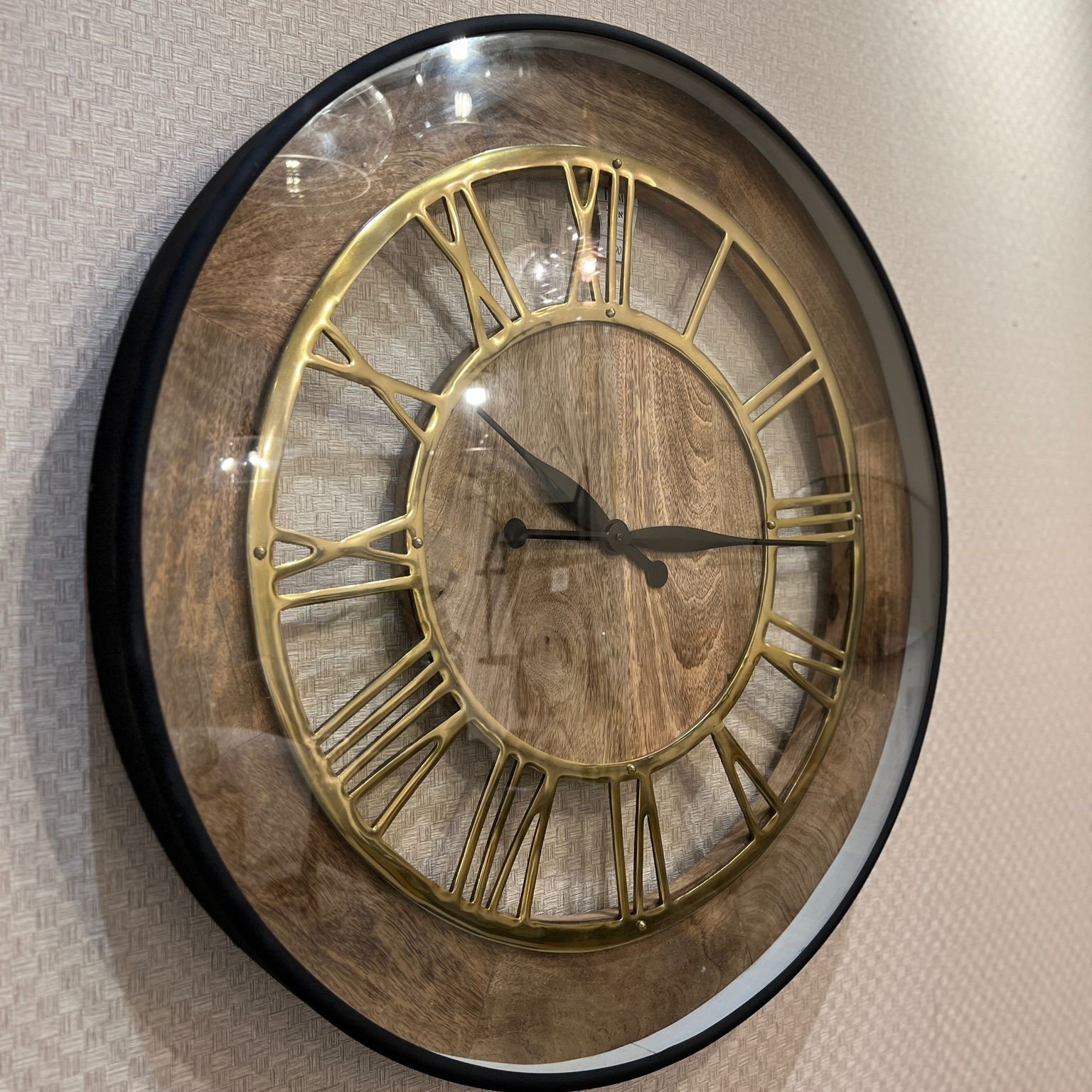 שעון קיר ענק עץ מספים רומיים חלול שעון קיר ענק עץ מספים רומיים חלול