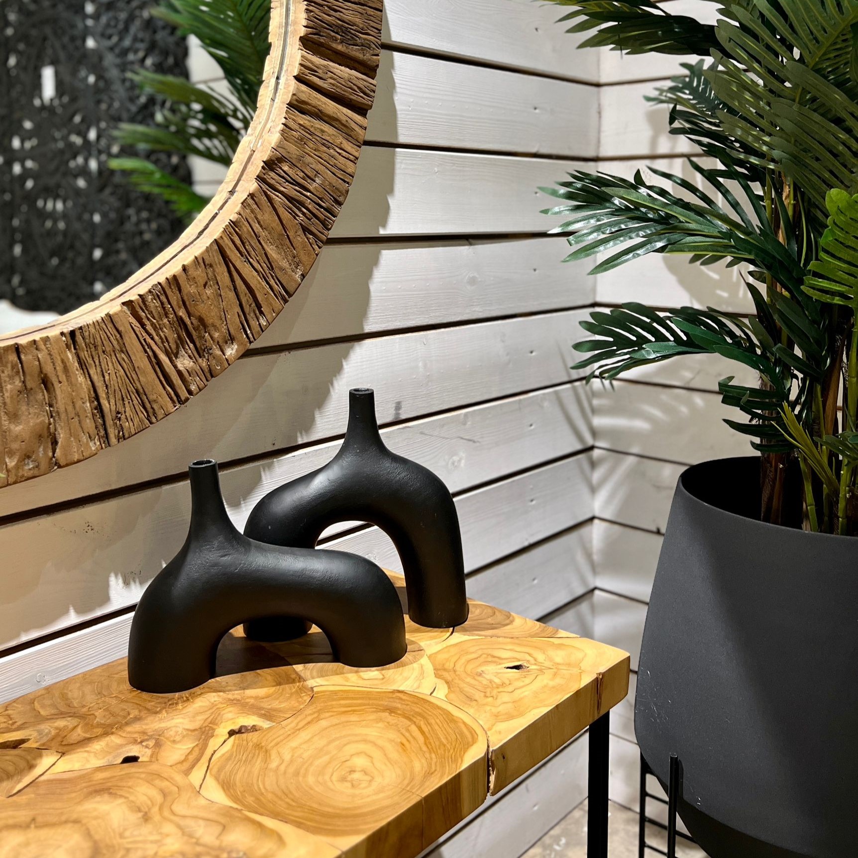 סט זוג כדים בסיס כפול שחור