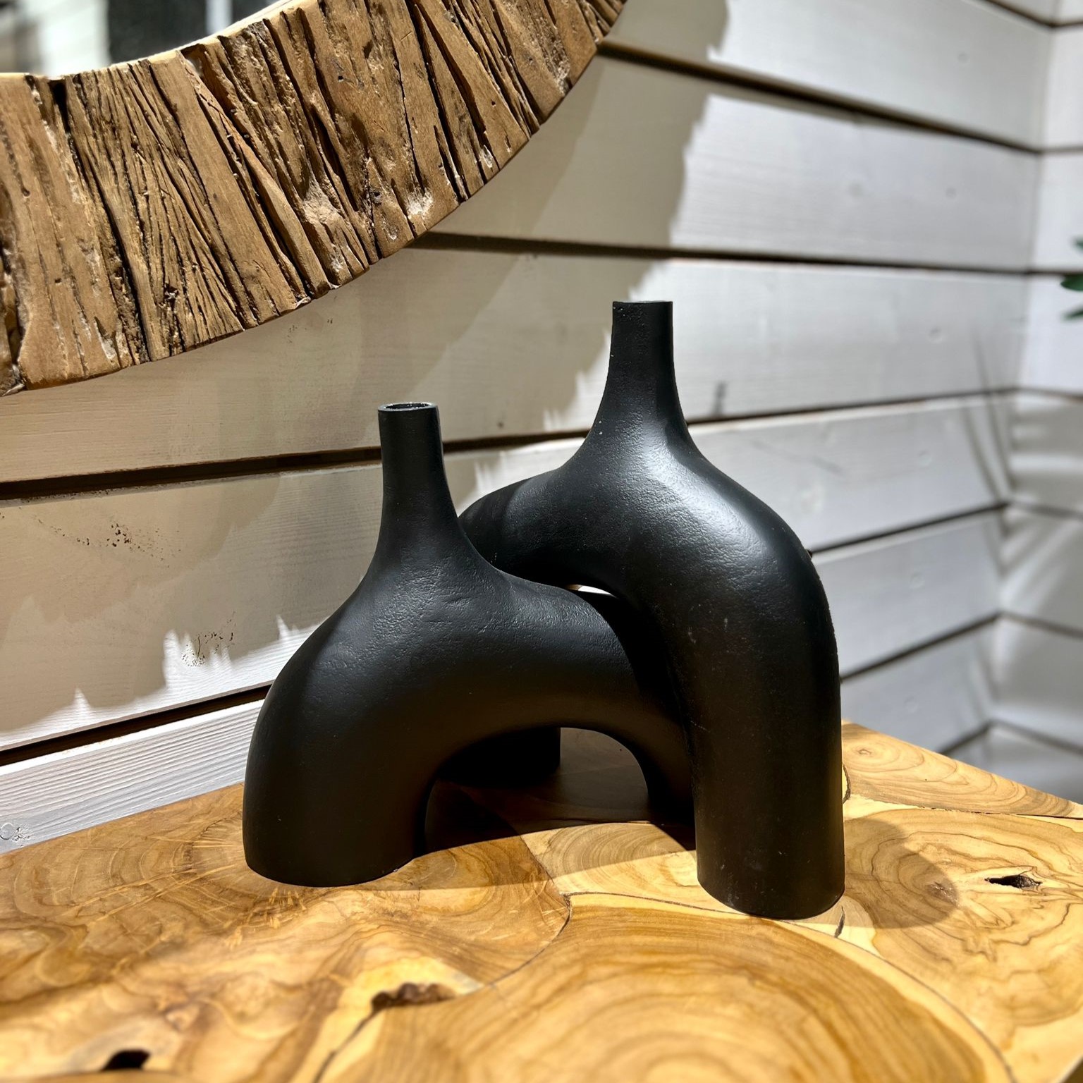 סט זוג כדים בסיס כפול שחור