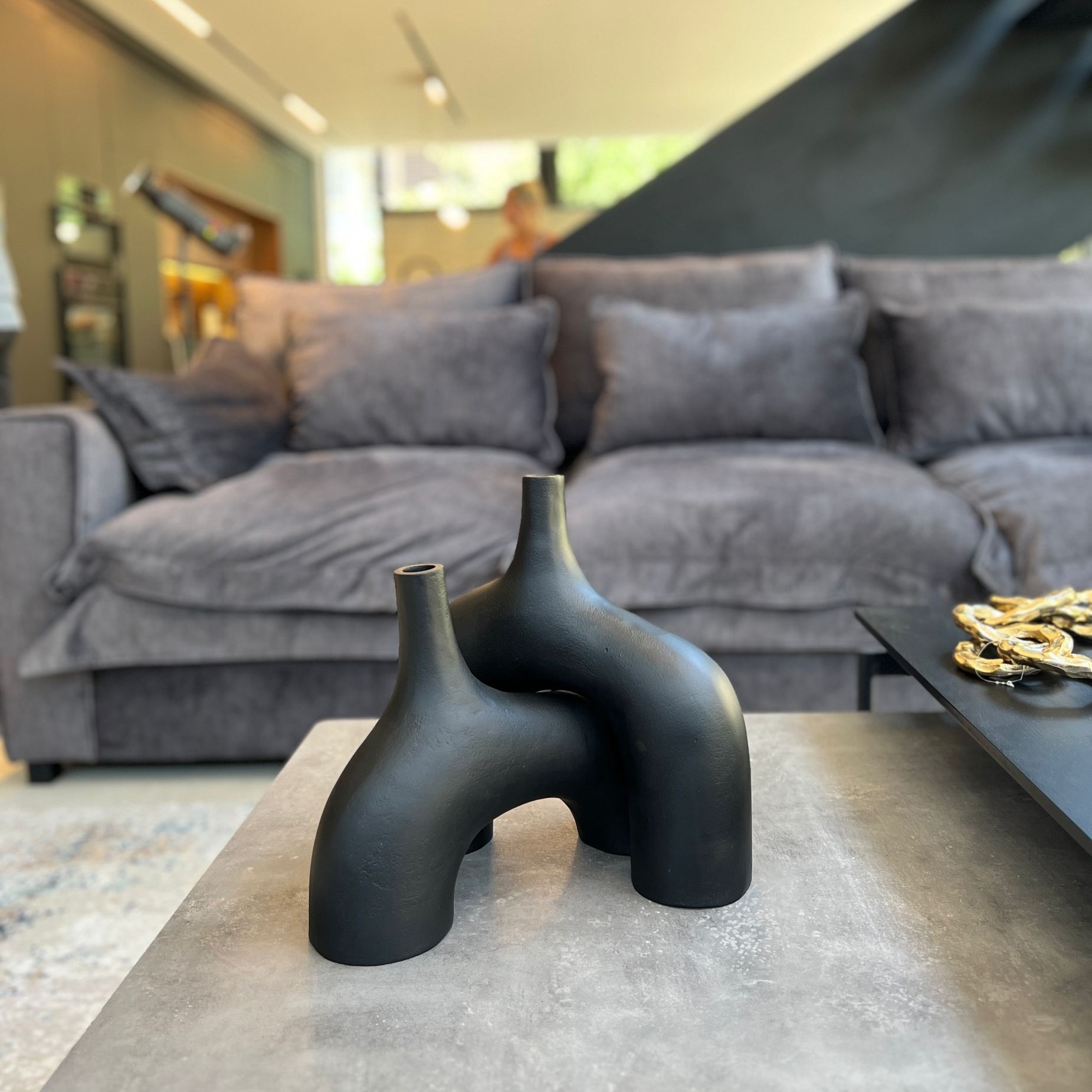 סט זוג כדים בסיס כפול שחור