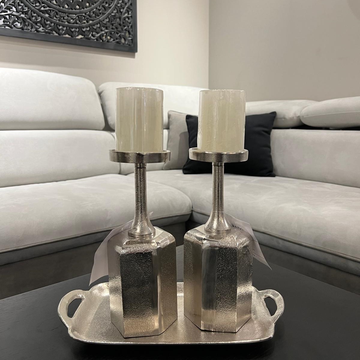 פמוט ברזל כסף פיה רחבה גבוה פמוט ברזל כסף פיה רחבה גבוה