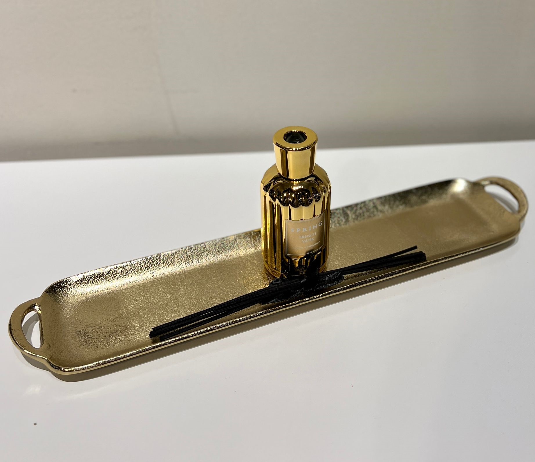 מגש ברזל מלבני צר זהב דגם זיבאן