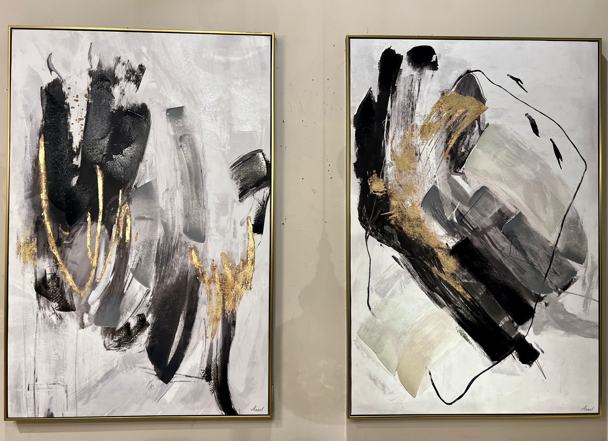 תמונה שמן שחור וזהב אנאל בשילוב הדפסה עם מסגרת 80/120 תמונה שמן שחור וזהב אנאל בשילוב הדפסה עם מסגרת 80/120