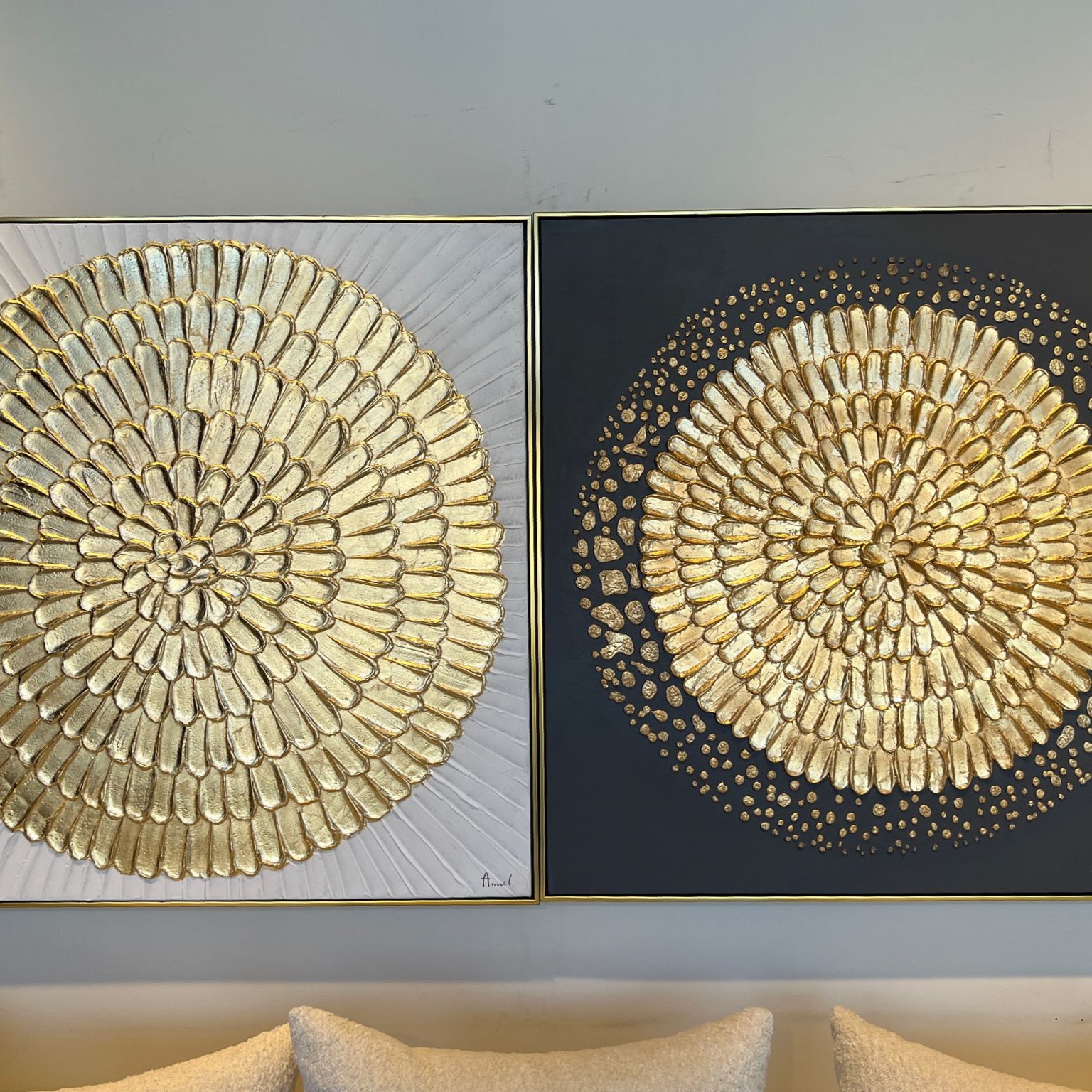 תמונת שמן שמש זהב בשילוב הדפסה אנאל עם מסגרת 100/100