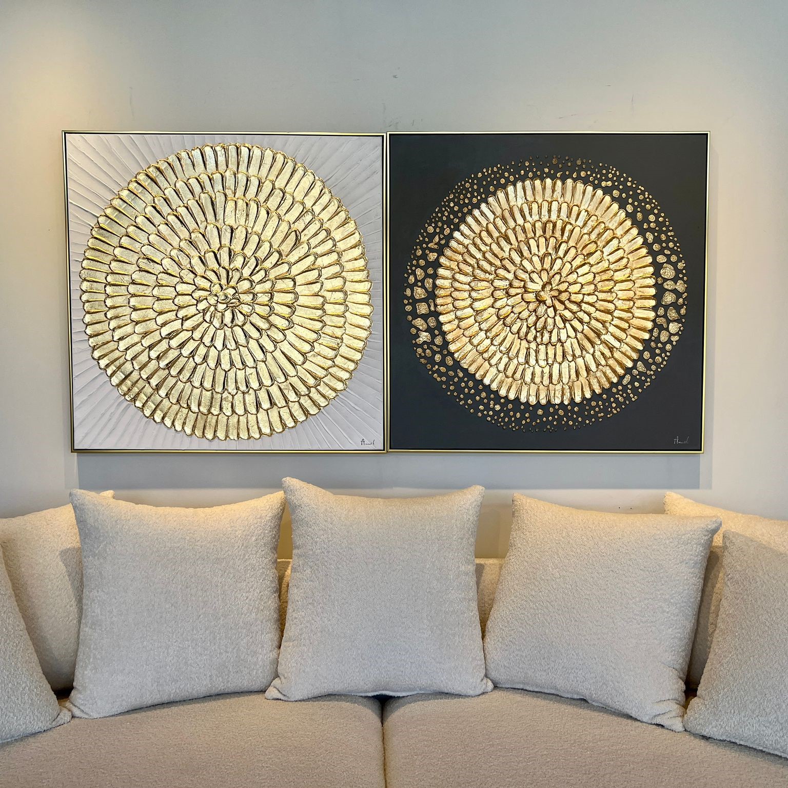 תמונת שמן שמש זהב בשילוב הדפסה אנאל עם מסגרת 100/100