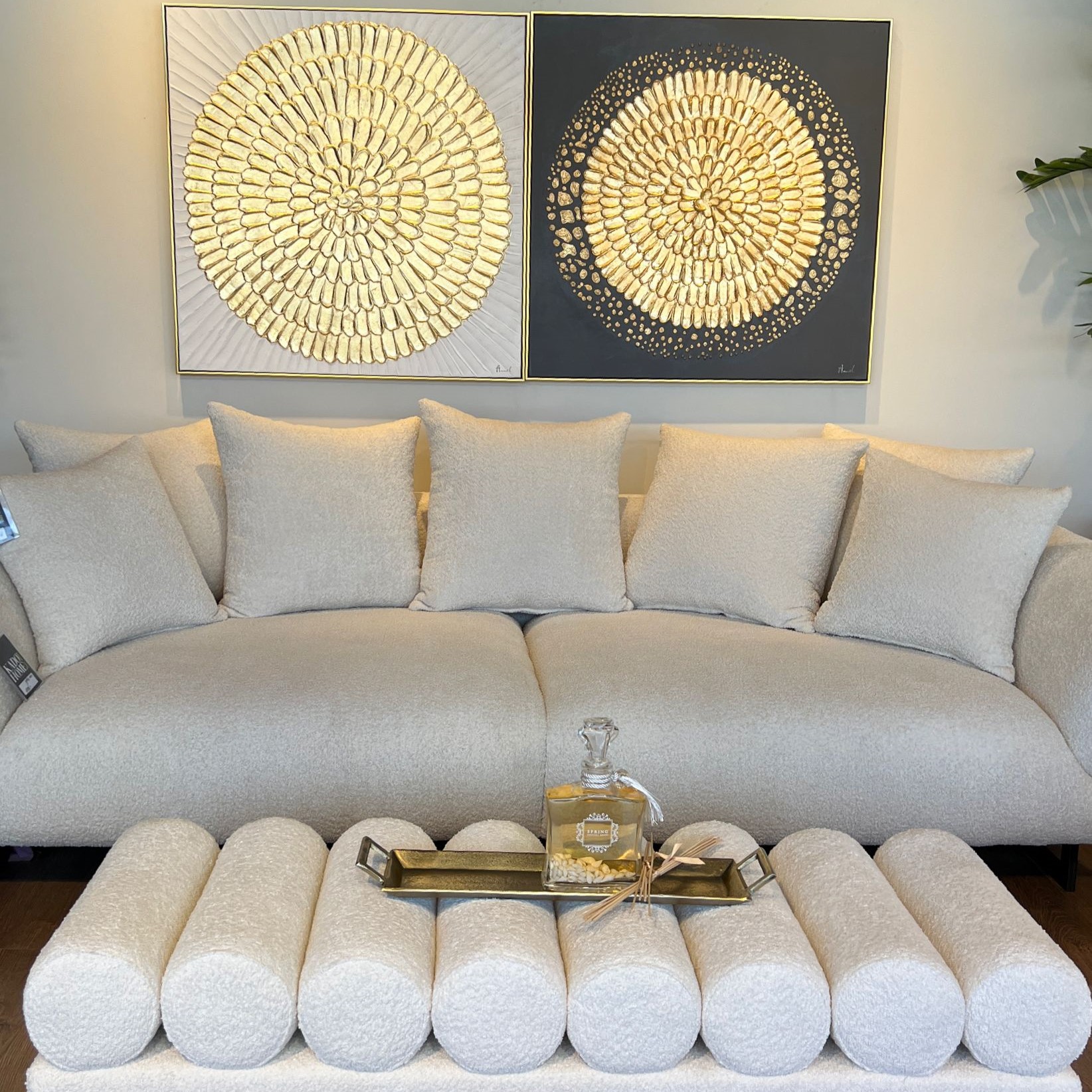 תמונת שמן שמש זהב בשילוב הדפסה אנאל עם מסגרת 100/100