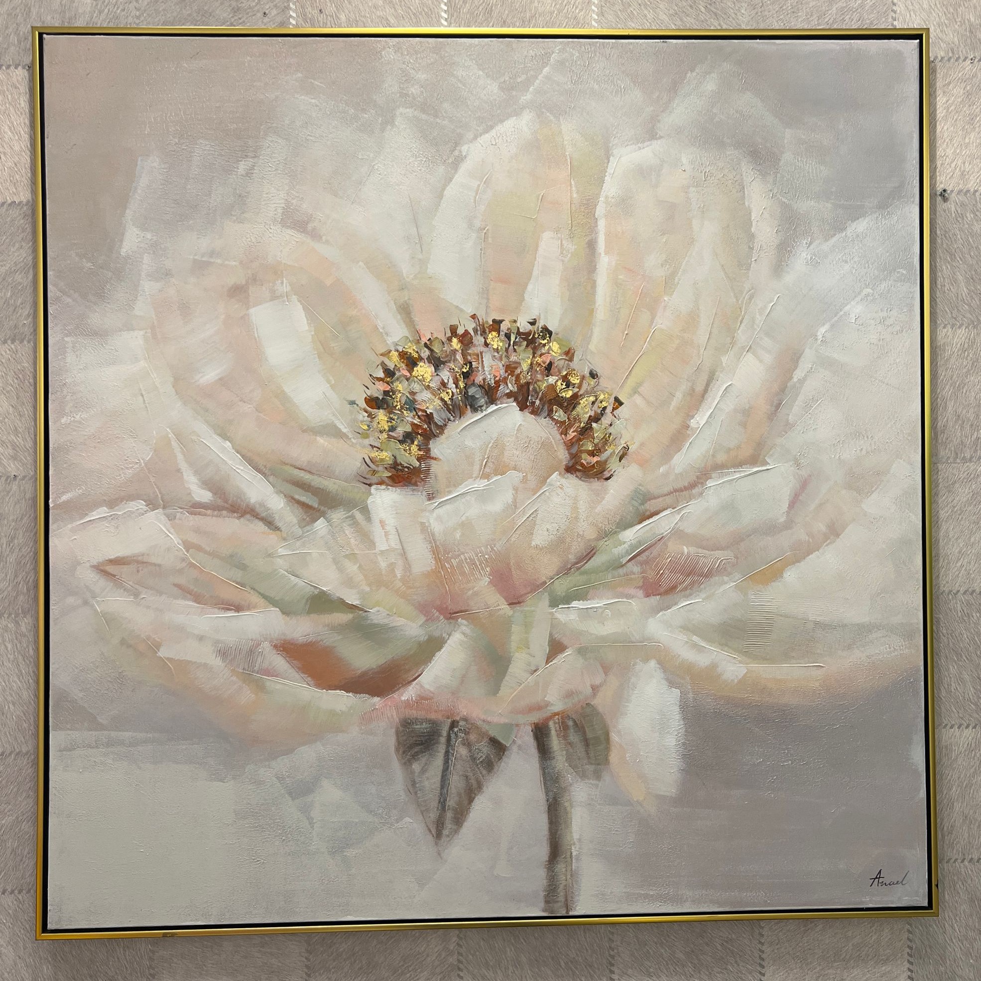 תמונת אנאל בשילוב ורוד הדפסה גוונים בהירים עם מסגרת 100/100