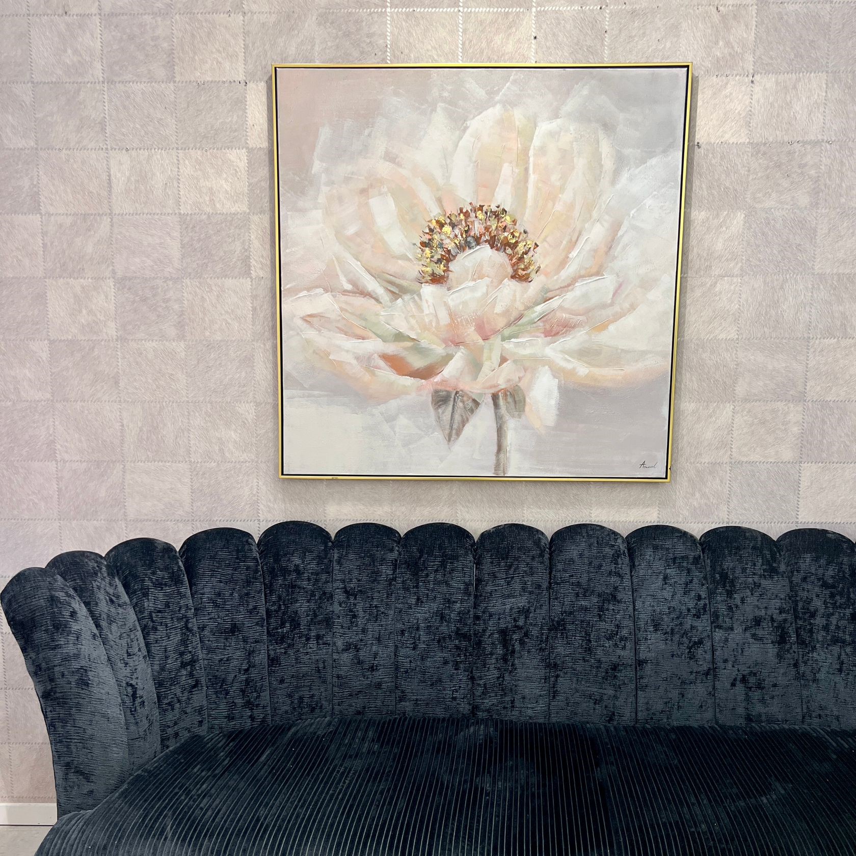 תמונת אנאל בשילוב ורוד הדפסה גוונים בהירים עם מסגרת 100/100