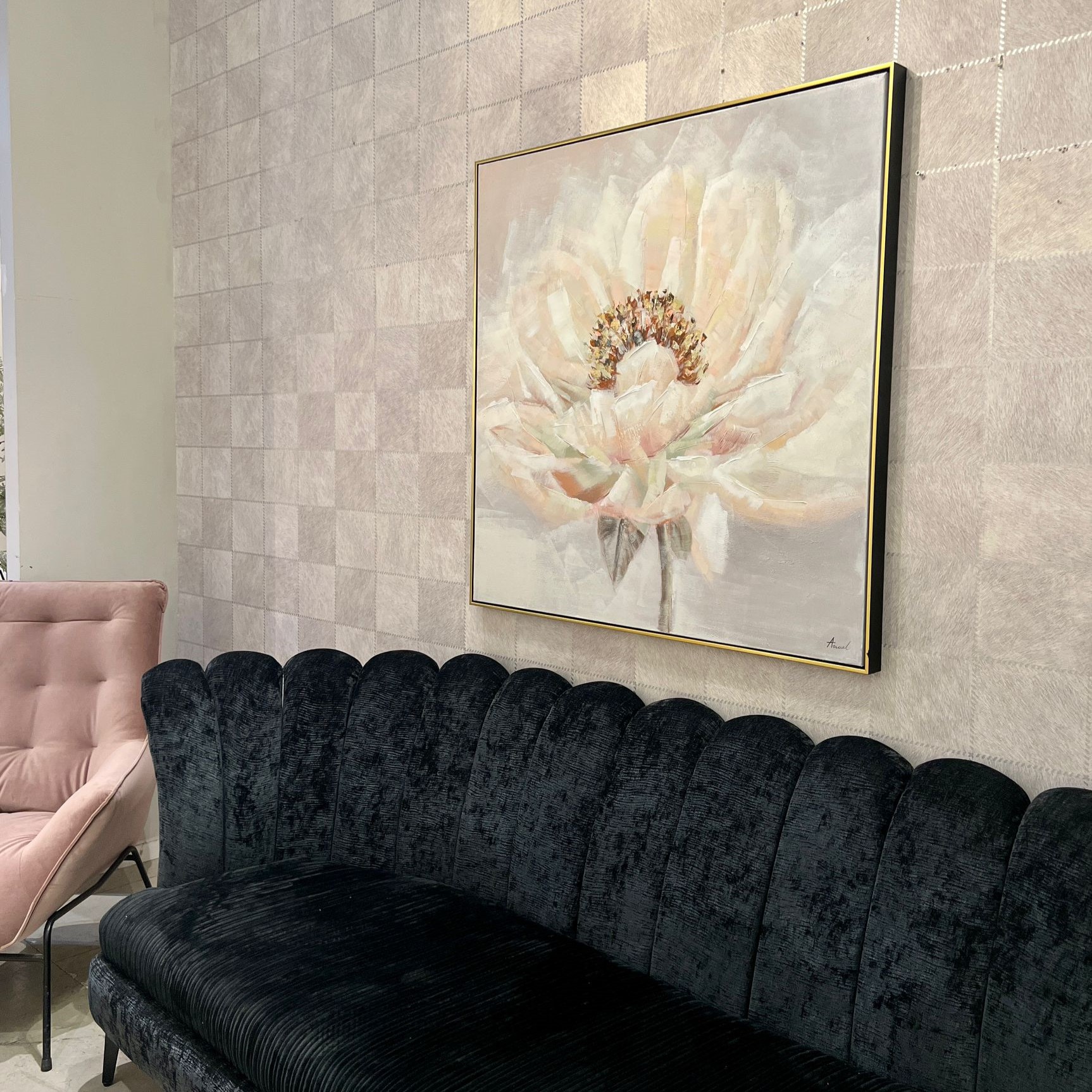 תמונת אנאל בשילוב ורוד הדפסה גוונים בהירים עם מסגרת 100/100