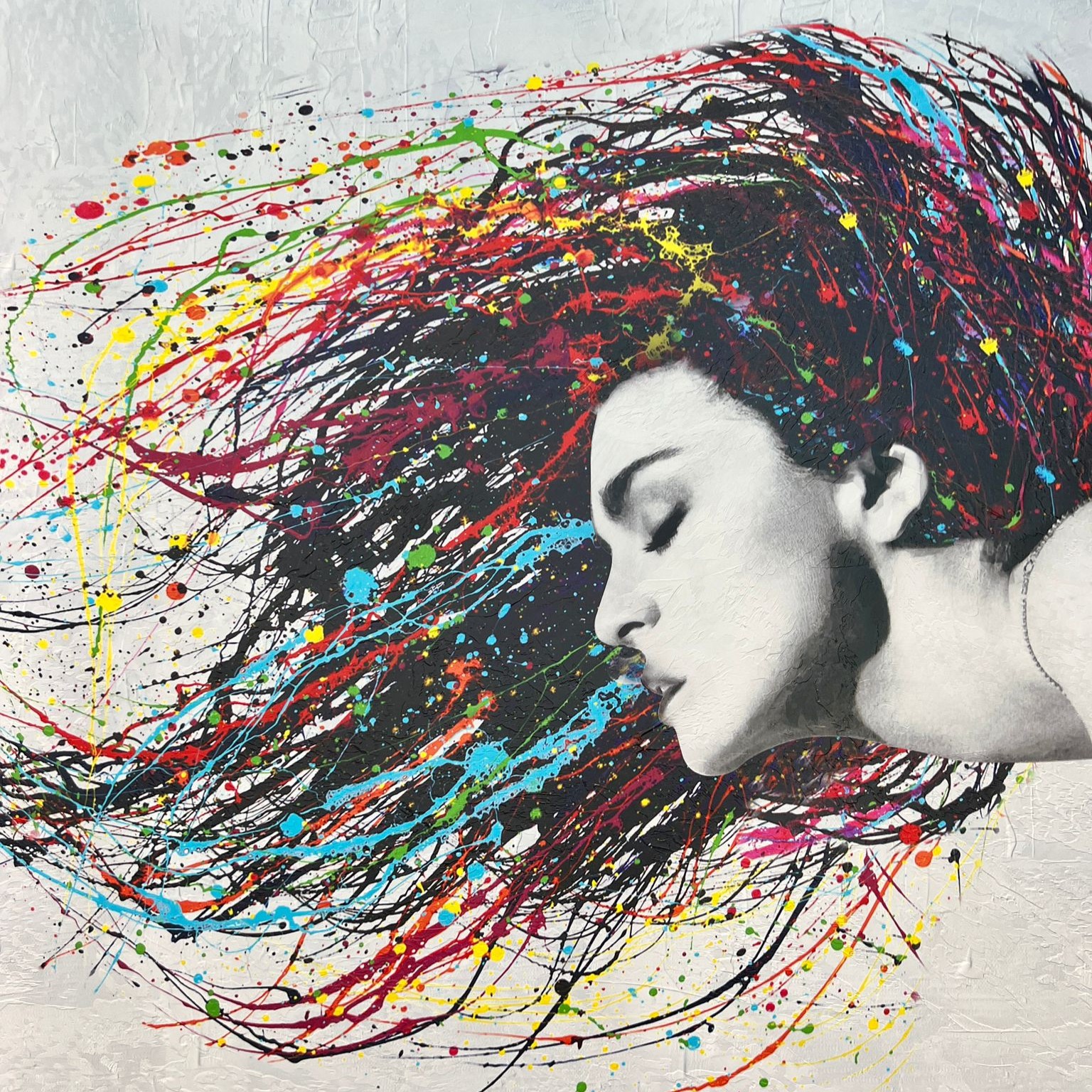 תמונת שמן אנאל אישה צבעונית בשילוב הדפסה עם מסגרת 100/100 תמונת שמן אנאל אישה צבעונית בשילוב הדפסה עם מסגרת 100/100