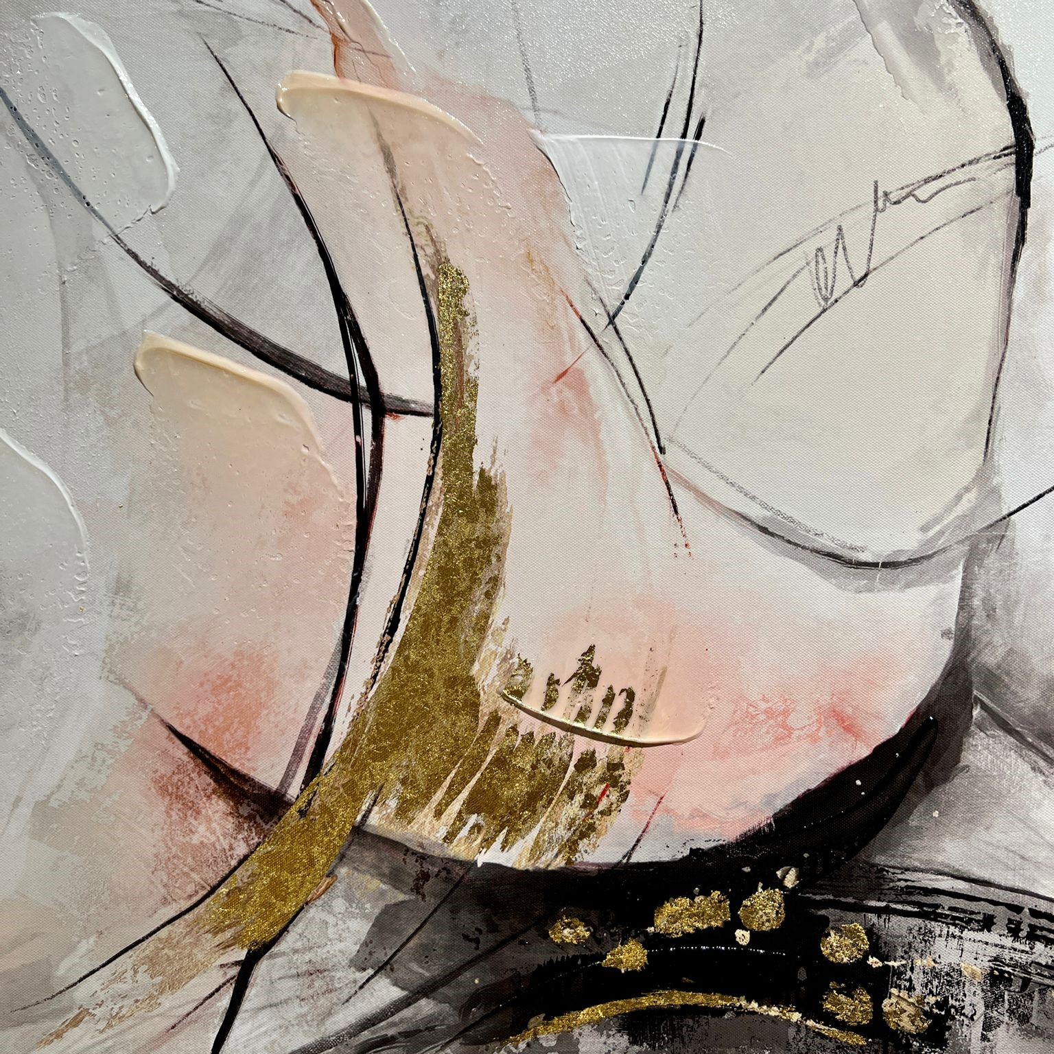 תמונת שמן אנאל ורוד זהב צבעים בשילוב הדפסה עם מסגרת 80/80 תמונת שמן אנאל ורוד זהב צבעים בשילוב הדפסה עם מסגרת 80/80