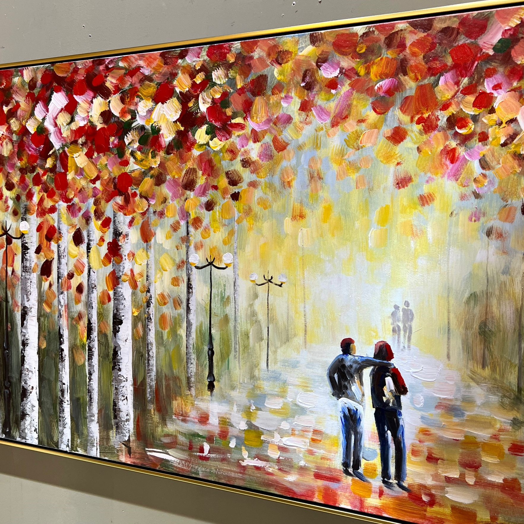 תמונת שמן יער צבעוני בשילוב הדפסה אנאל עם מסגרת 75/150 תמונת שמן יער צבעוני בשילוב הדפסה אנאל עם מסגרת 75/150