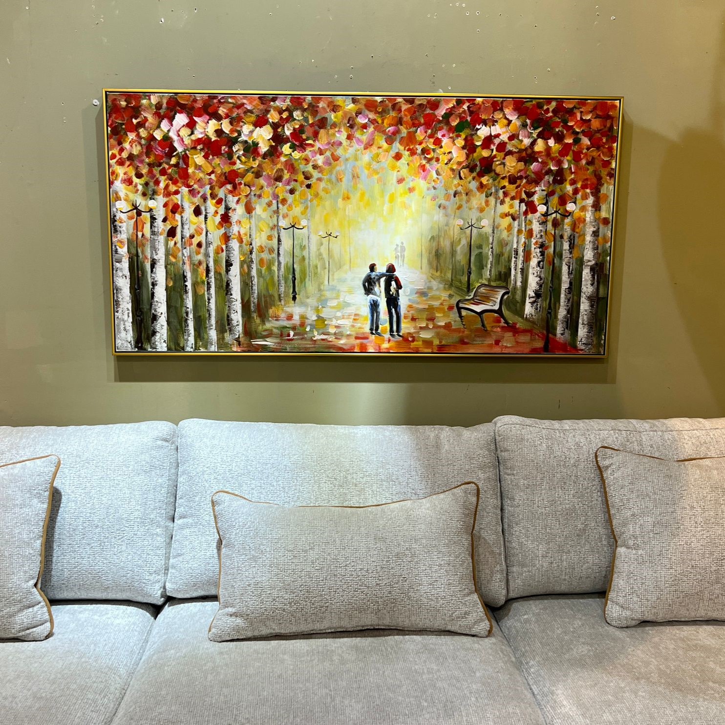 תמונת שמן יער צבעוני בשילוב הדפסה אנאל עם מסגרת 75/150 תמונת שמן יער צבעוני בשילוב הדפסה אנאל עם מסגרת 75/150