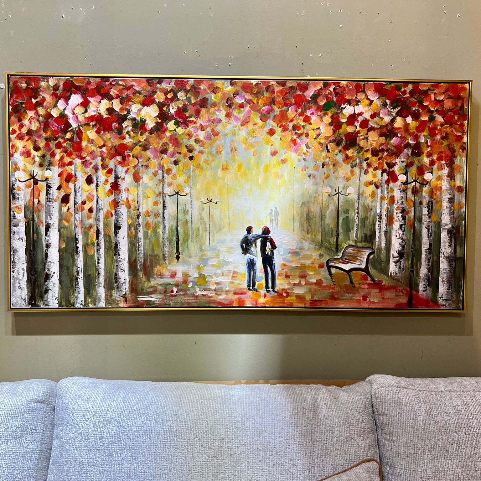 תמונת שמן יער צבעוני בשילוב הדפסה אנאל עם מסגרת 75/150 תמונת שמן יער צבעוני בשילוב הדפסה אנאל עם מסגרת 75/150