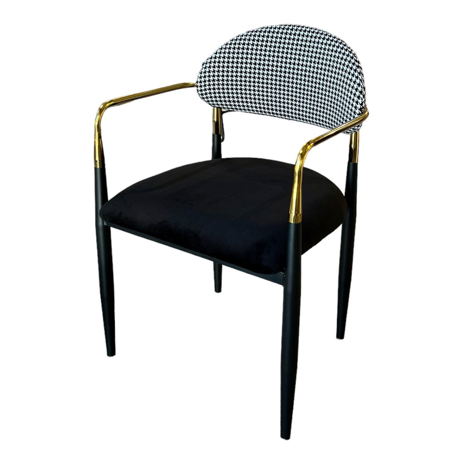 כסא פינת אוכל ידיות זהב רגליים שחור גב פיפיטה מושב שחור דגם מודרן קימי כסא פינת אוכל ידיות זהב רגליים שחור גב פיפיטה מושב שחור דגם מודרן קימי