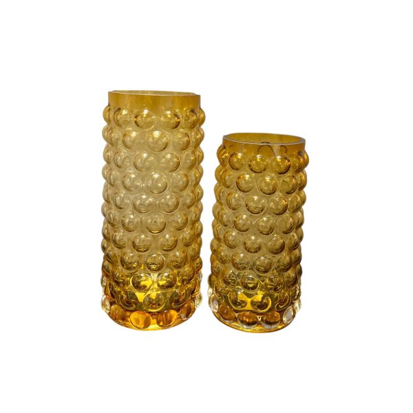 כד זכוכית אמבר צילינדר גבוה/נמוך בליטות עגולות דגם איקו
