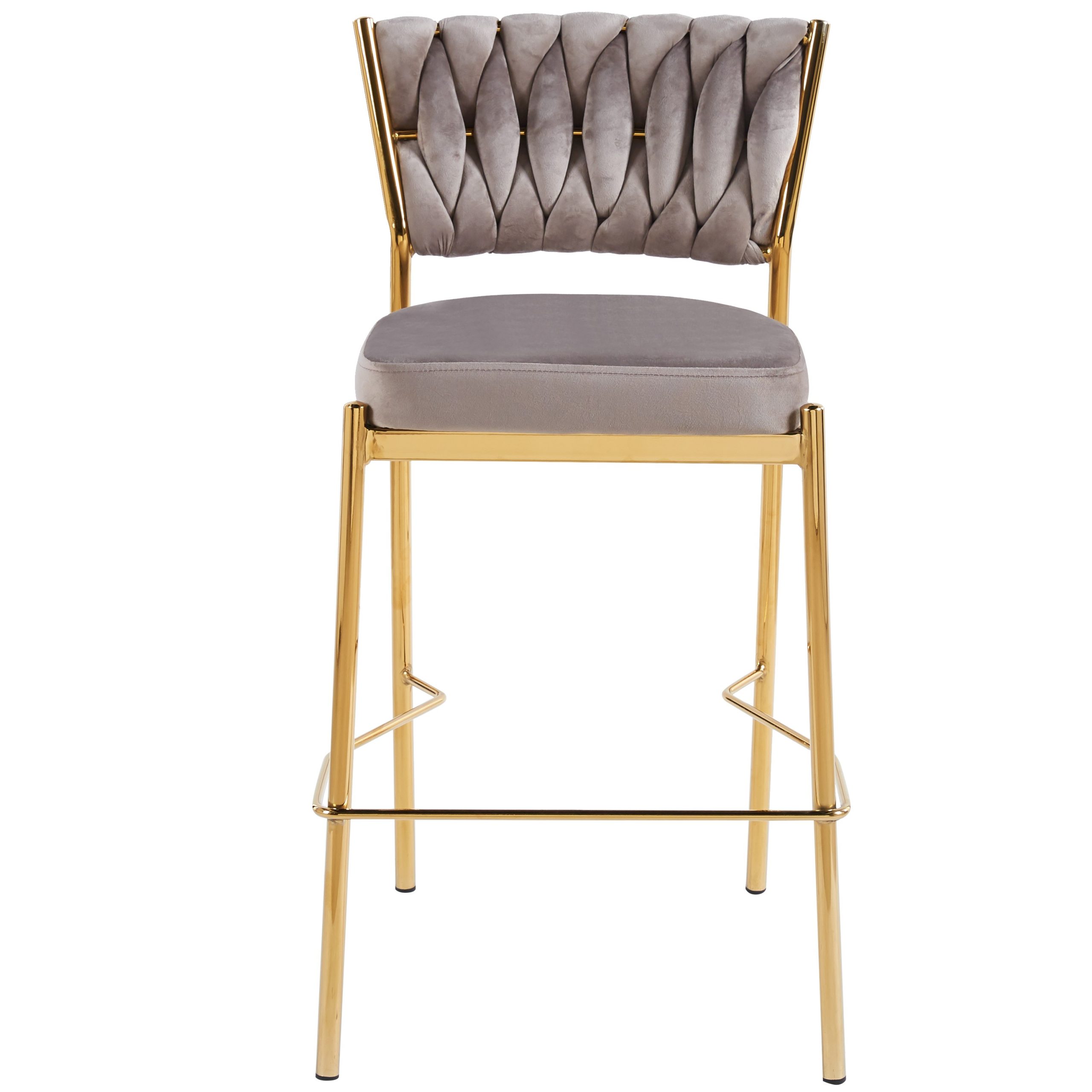 כסא בר קלוע רגל זהב קטיפה בז דגם מרילין