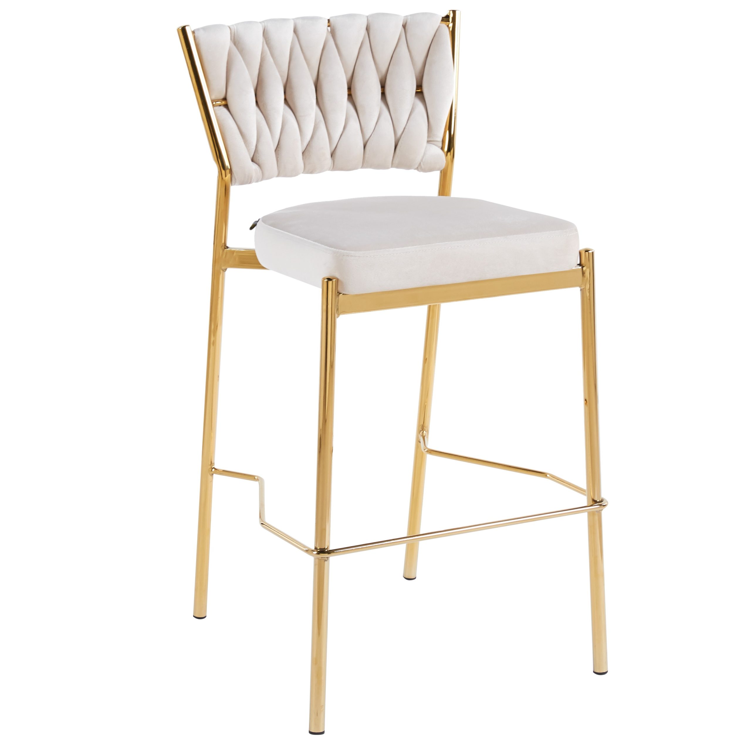 כסא בר קלוע רגל זהב קטיפה שמנת דגם מרילין כסא בר קלוע רגל זהב קטיפה שמנת דגם מרילין