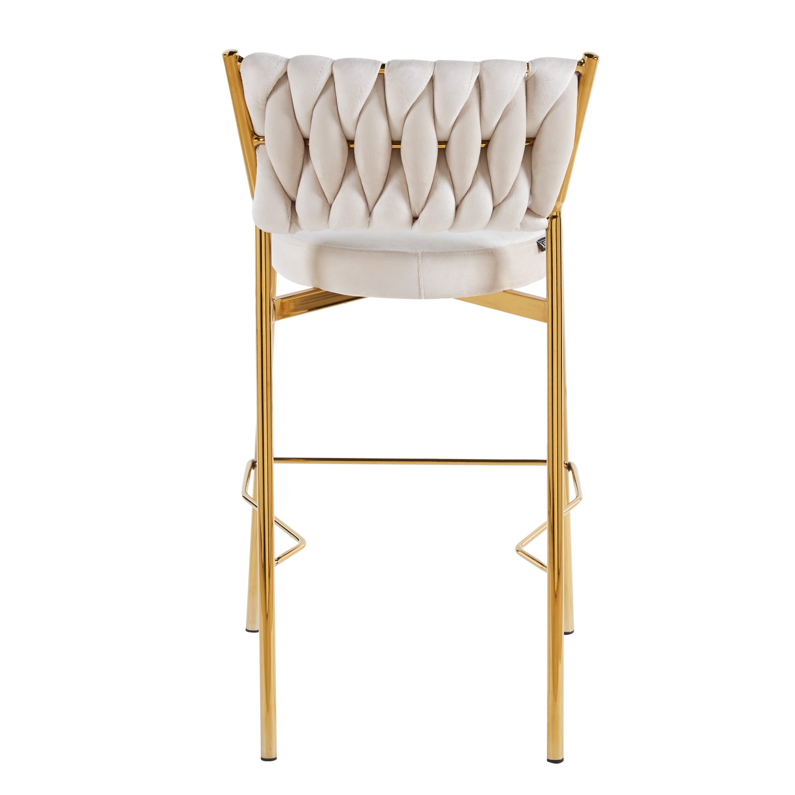 כסא בר קלוע רגל זהב קטיפה שמנת דגם מרילין כסא בר קלוע רגל זהב קטיפה שמנת דגם מרילין