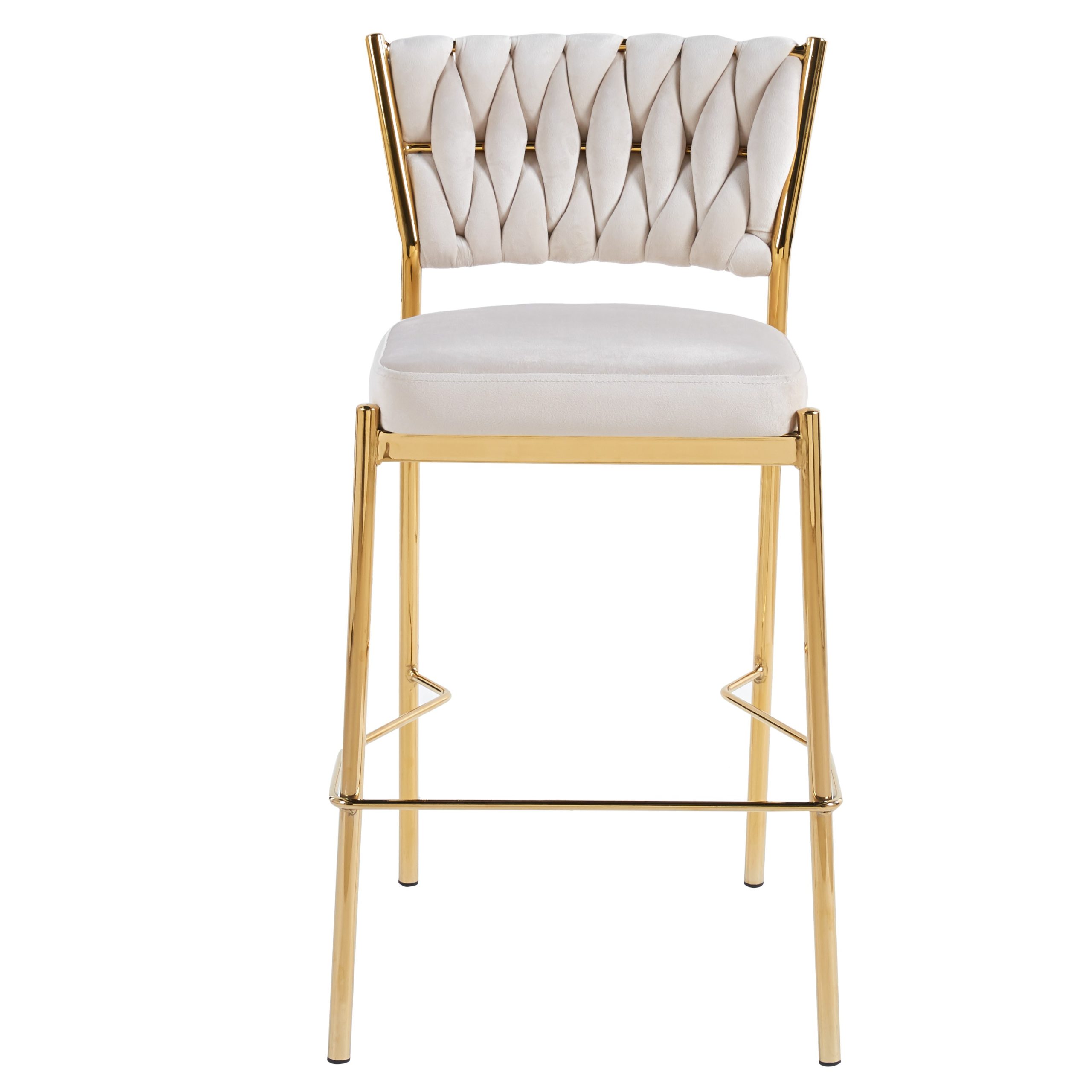 כסא בר קלוע רגל זהב קטיפה שמנת דגם מרילין כסא בר קלוע רגל זהב קטיפה שמנת דגם מרילין