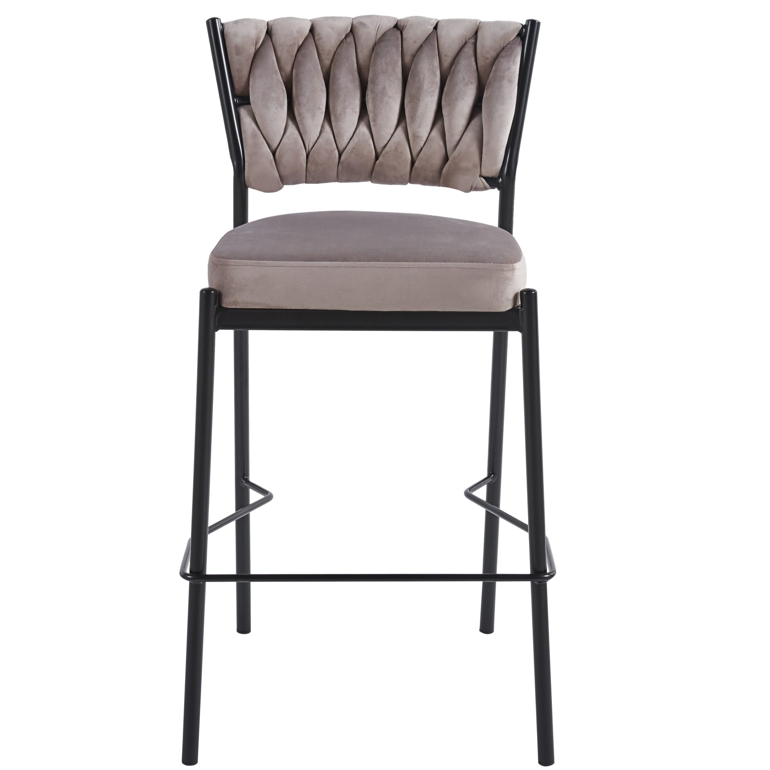 כסא בר קלוע רגל שחורה קטיפה בז דגם מרילין כסא בר קלוע רגל שחורה קטיפה בז דגם מרילין