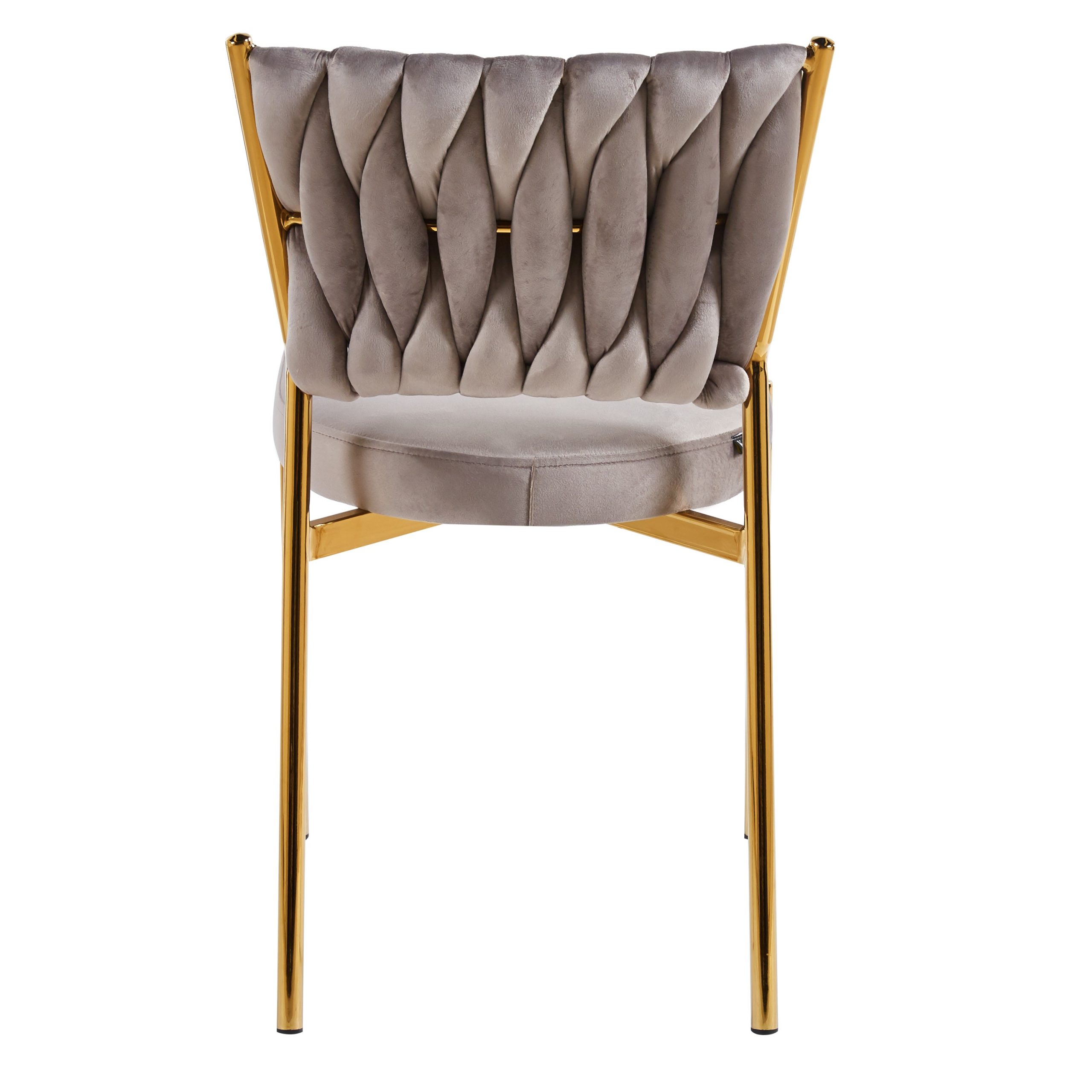 כסא פינת אוכל קלוע רגל זהב קטיפה בז דגם מרילין