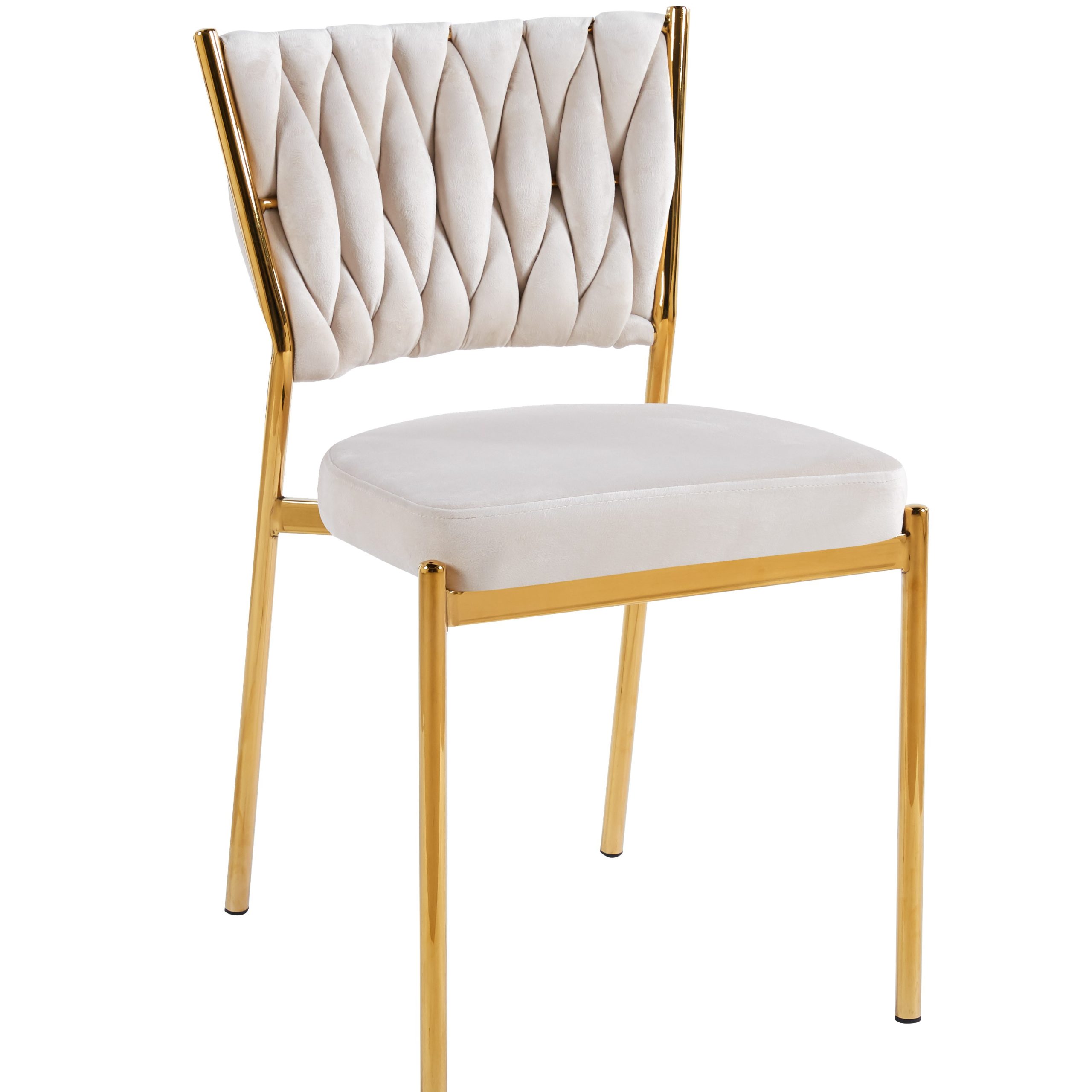 כסא פינת אוכל קלוע רגל זהב קטיפה שמנת דגם מרילין כסא פינת אוכל קלוע רגל זהב קטיפה שמנת דגם מרילין