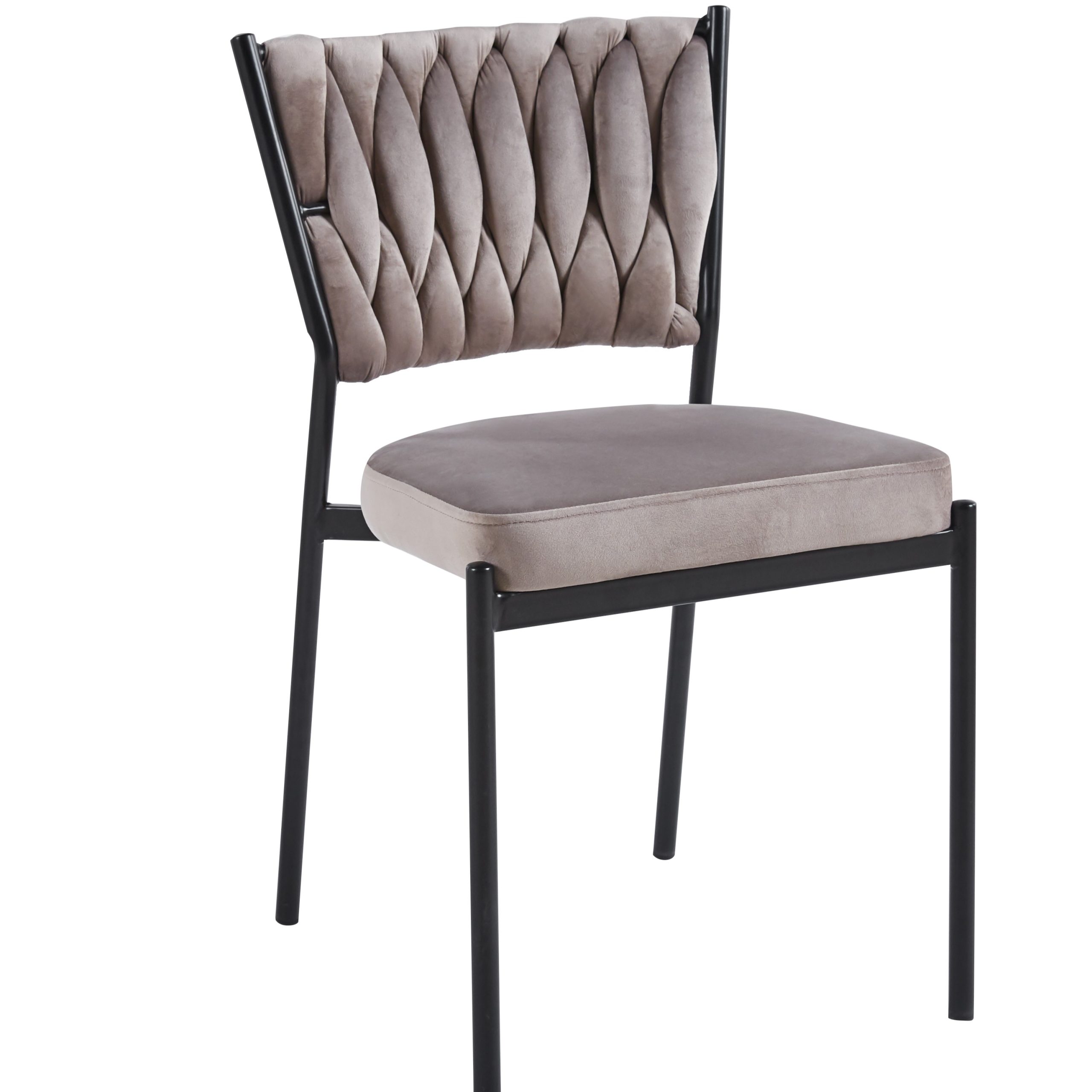 כסא פינת אוכל קלוע רגל שחורה קטיפה בז דגם מרילין כסא פינת אוכל קלוע רגל שחורה קטיפה בז דגם מרילין