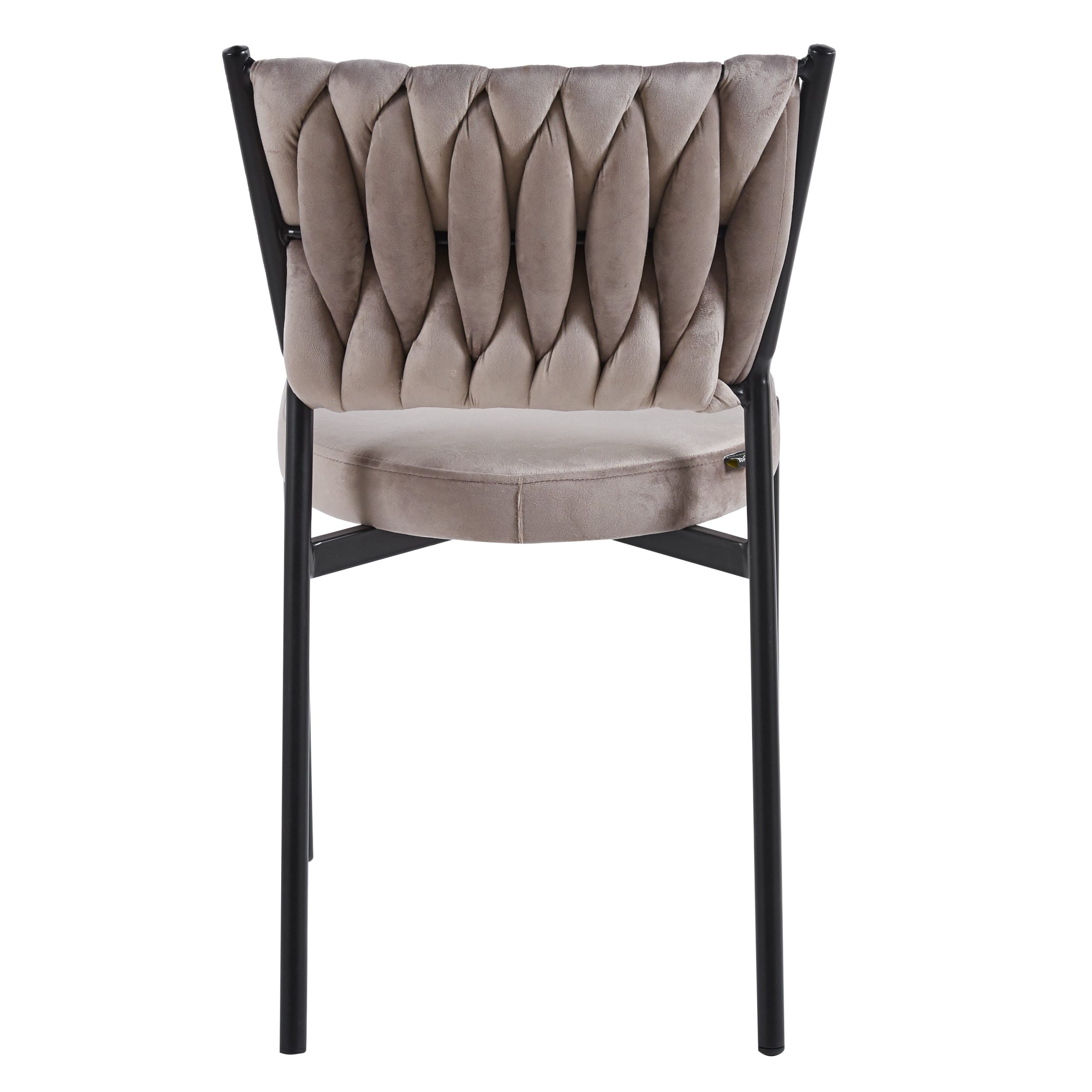 כסא פינת אוכל קלוע רגל שחורה קטיפה בז דגם מרילין כסא פינת אוכל קלוע רגל שחורה קטיפה בז דגם מרילין