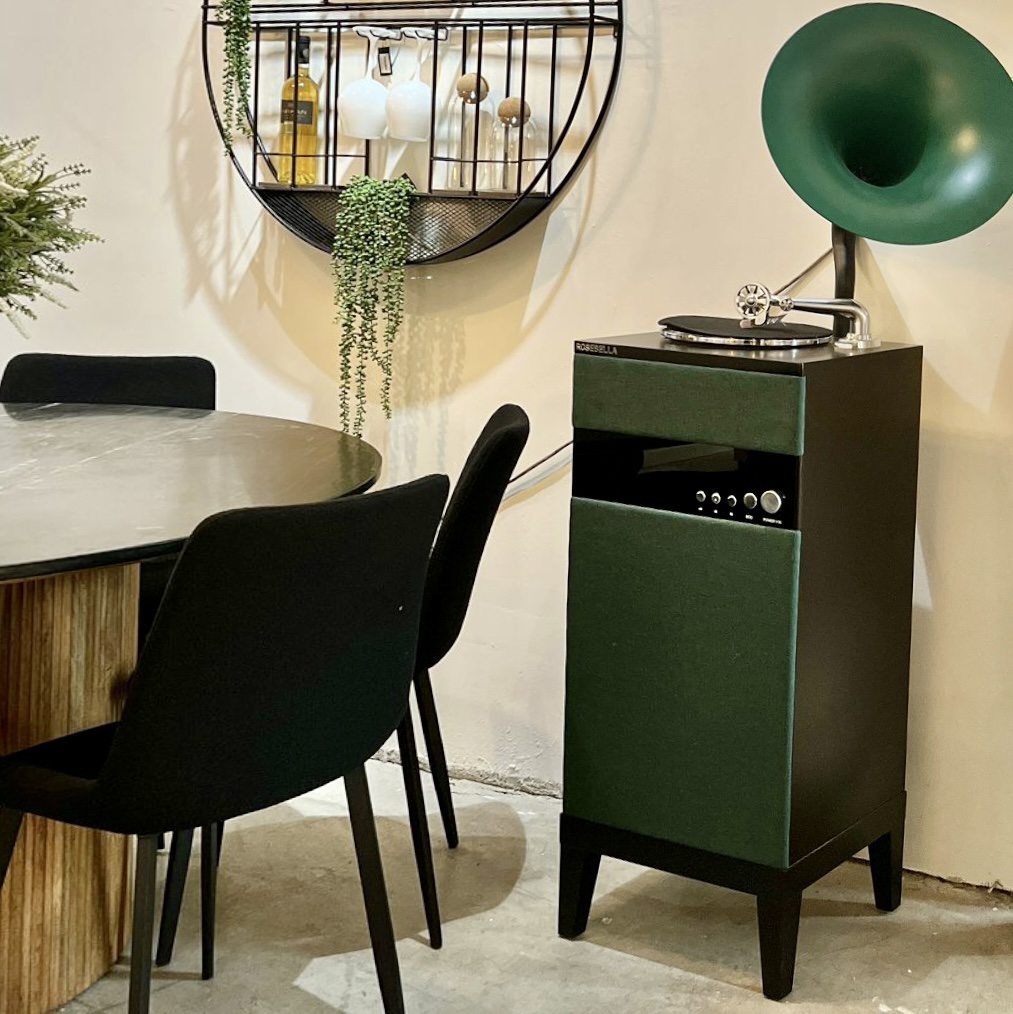 תיבת נגינה גרמופון תקליטים וינטג מודרני ירוק דגם איקו רצפתי (מתחבר וייפי) תיבת נגינה גרמופון תקליטים וינטג מודרני ירוק דגם איקו רצפתי (מתחבר וייפי)